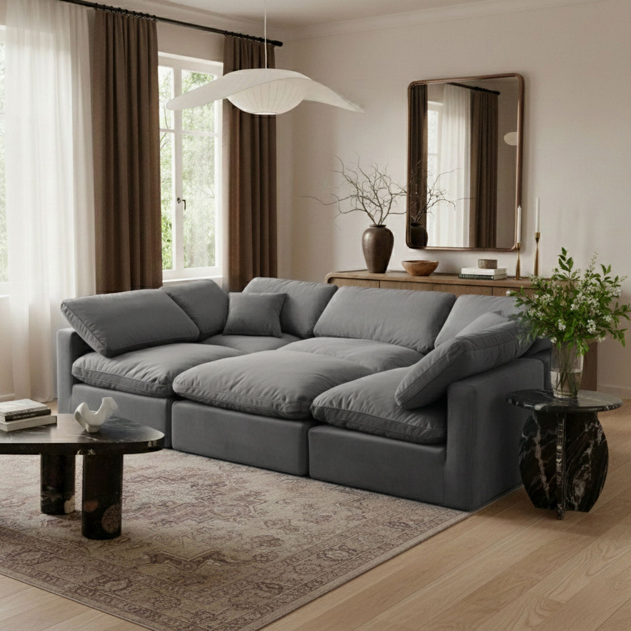 Indulge - Velvet 6 Piece Modular Sectional
