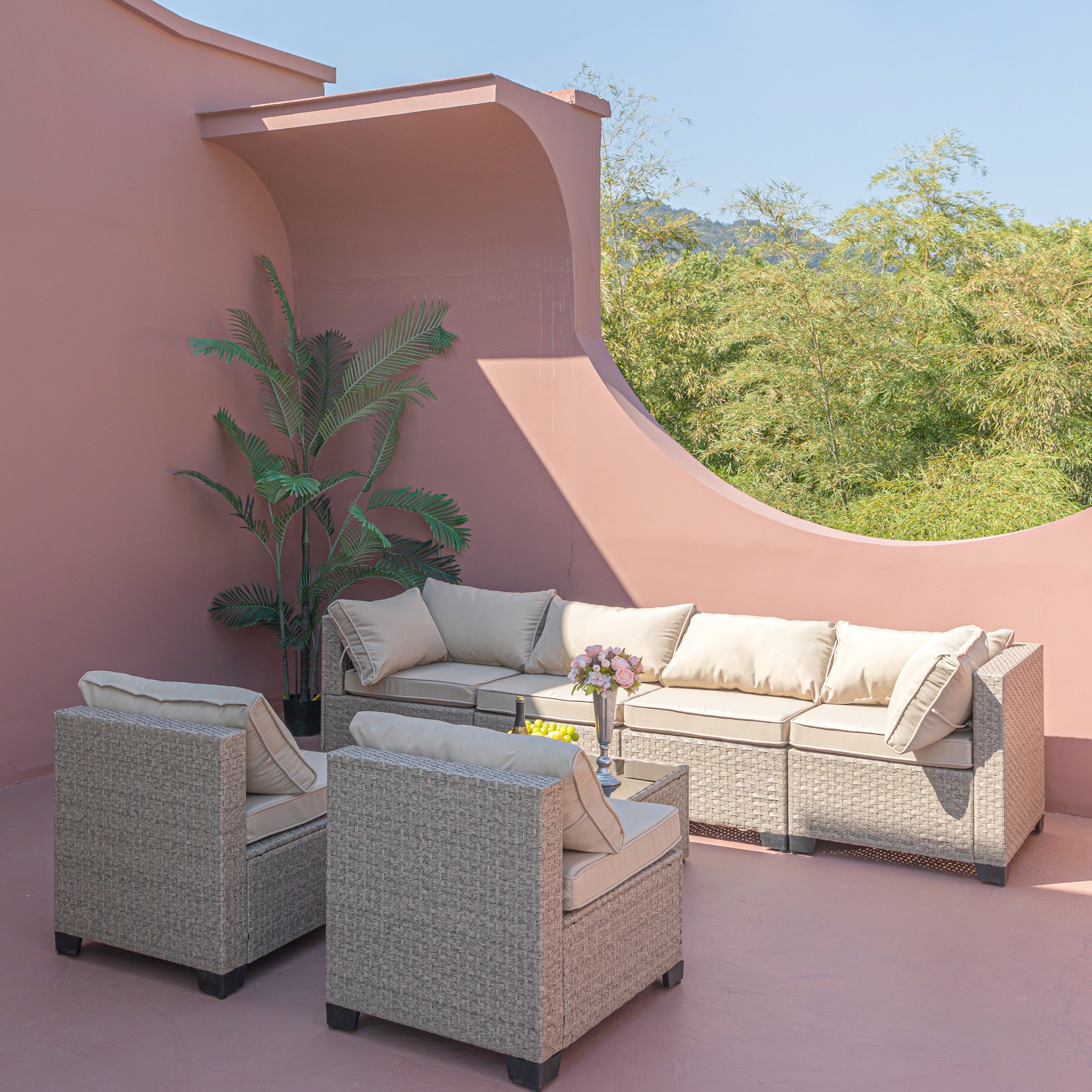 8-piece Modular Wicker Oasis Sectional Set