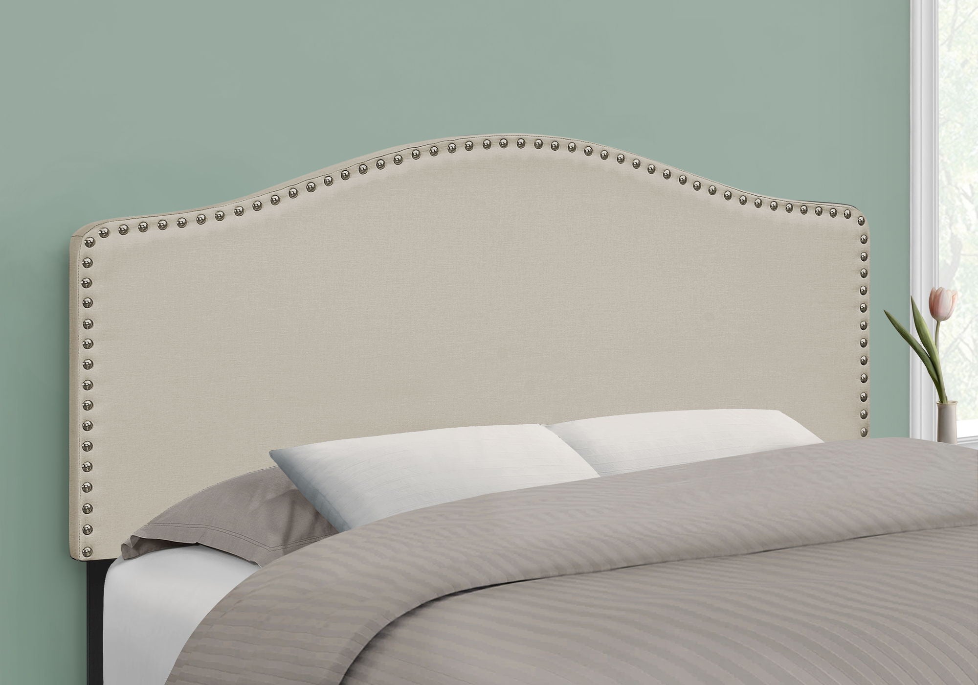Full Size, Bed Headboard Only, Upholstered, Transitional - Beige