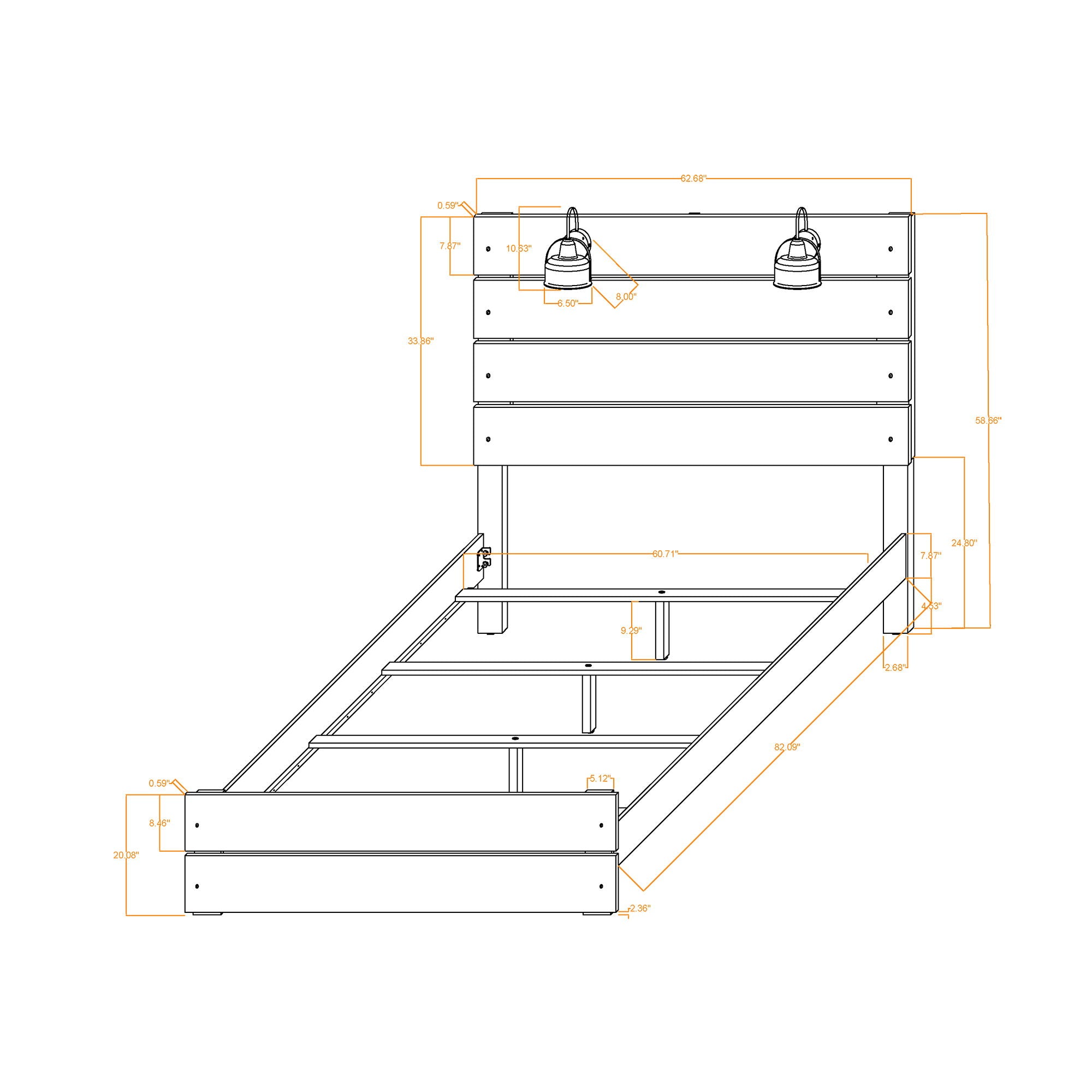 Monica - Queen Bed With Dark And Slat Headboard - Dark Oak