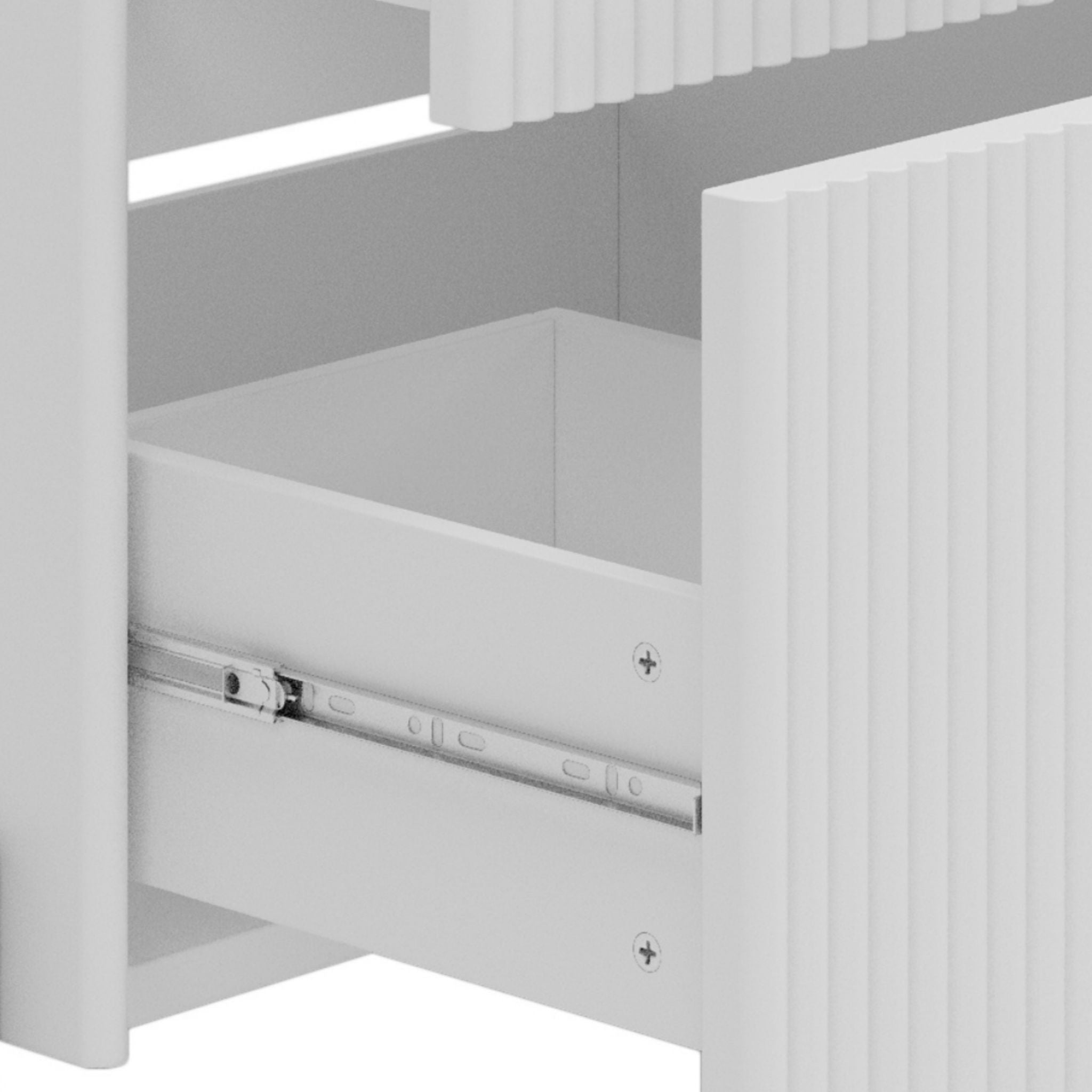 Fluted Bathroom Vanity With Ceramic Sink, Freestanding Design