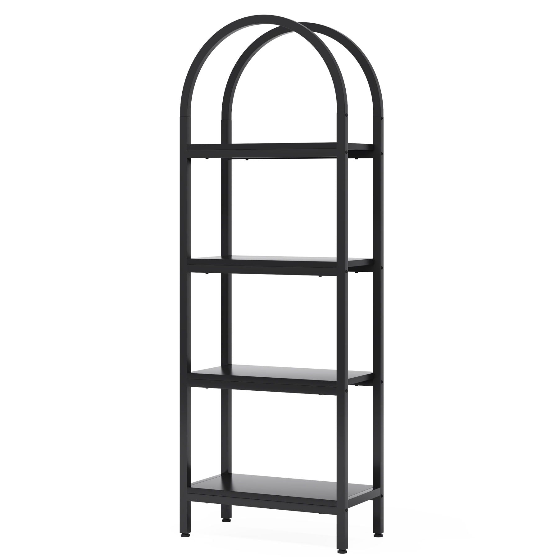 Tall 4 Tier Arched Open Bookshelf Storage Rack - Black