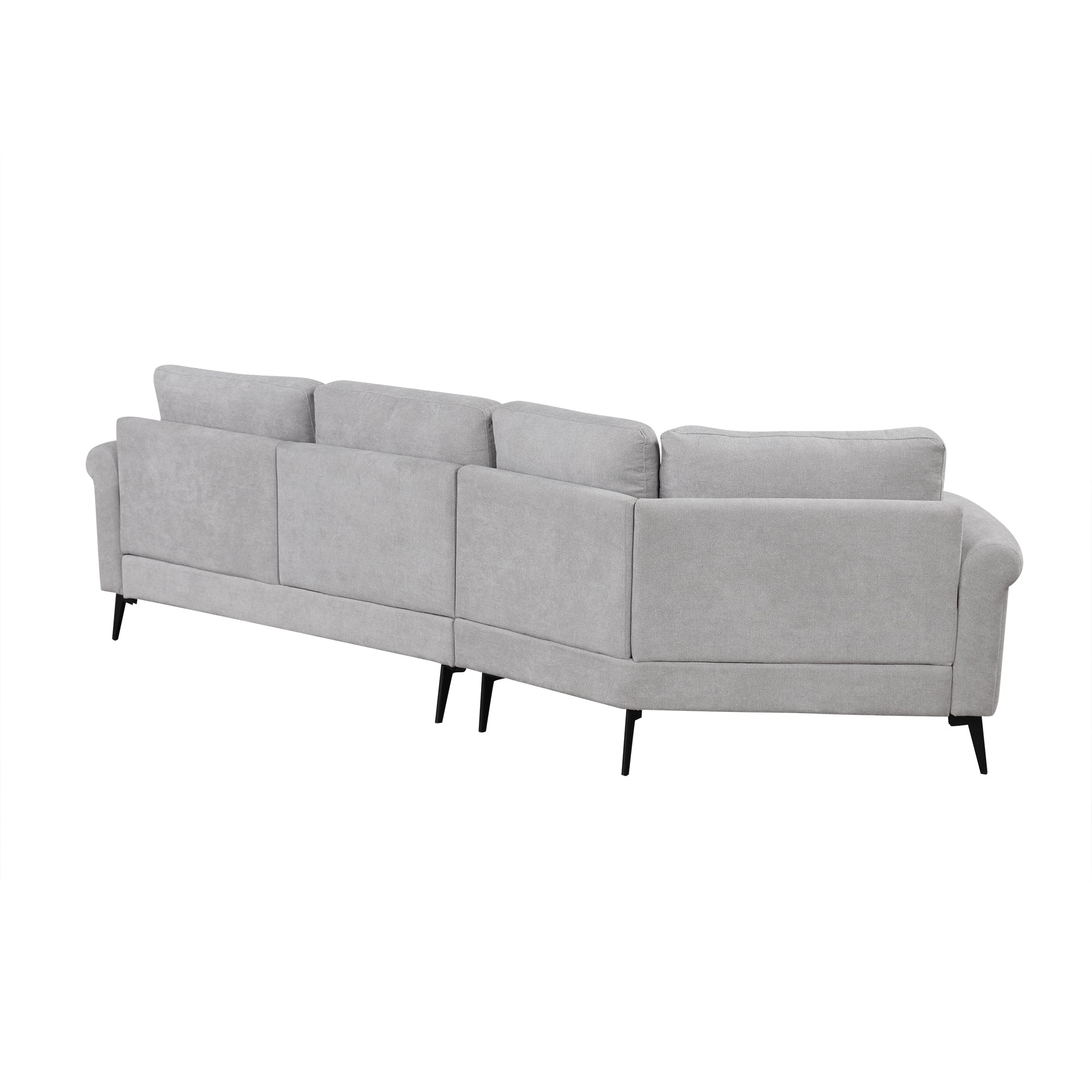 111" Upholstered 3-Seater Sofa with Curved Design and Two Printed Pillows