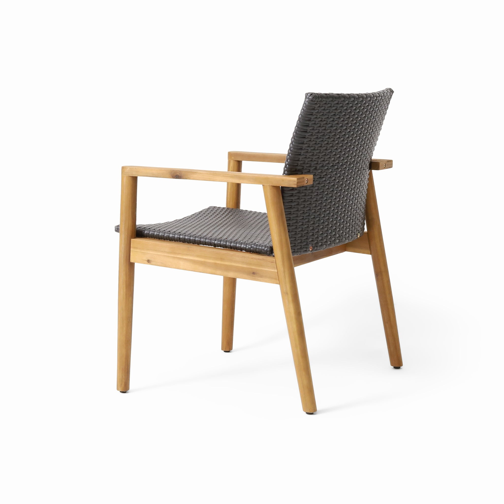 Tranquilize - Outdoor Wooden Club Chair With Woven Wicker Seat And Back (Set of 2) - Light Brown