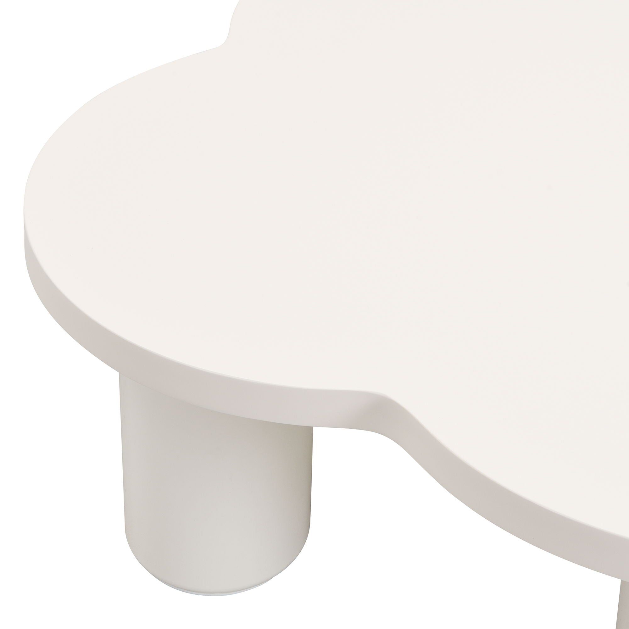 Modern Coffee Table (Set of 2), Irregular Shape Coffee Table With Four Roman Column Legs And End Table With Glass Top For Living Room - White