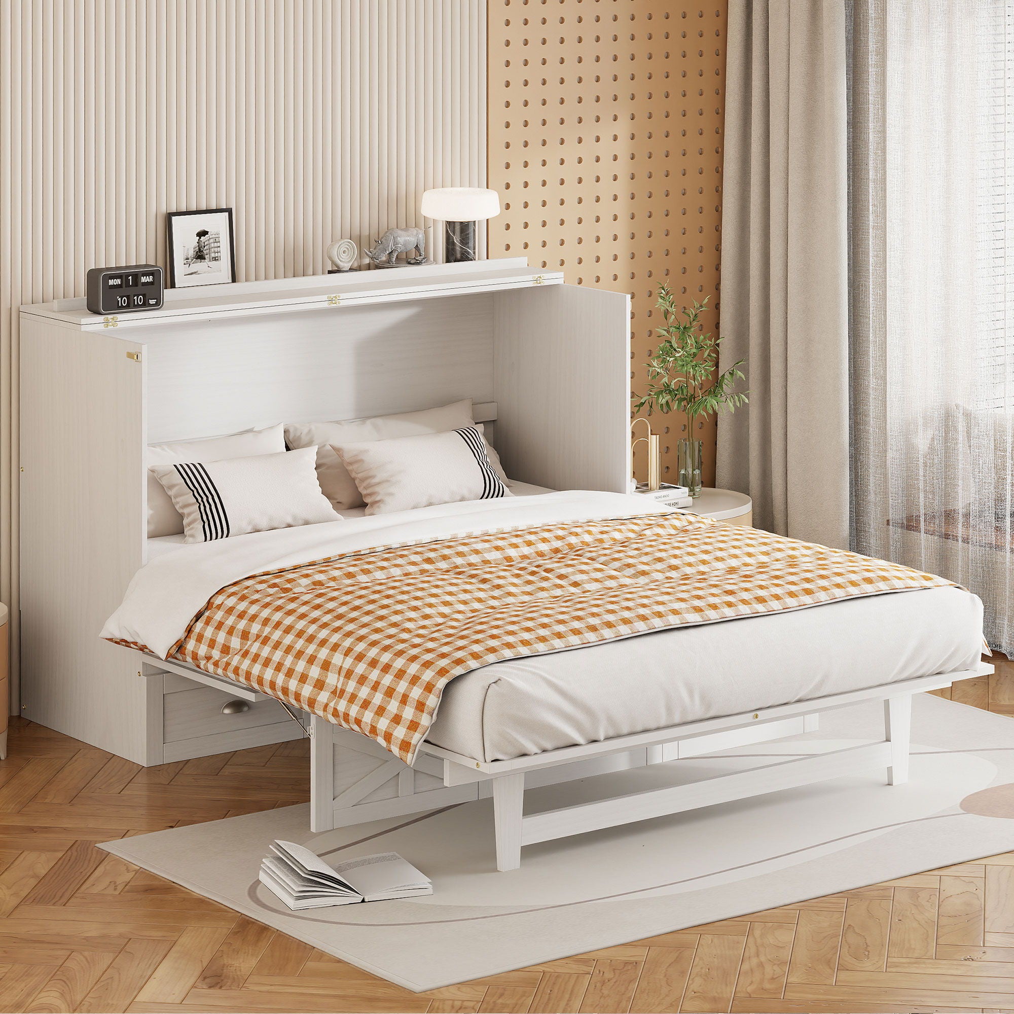 Murphy Bed With Large Drawers And USB Ports