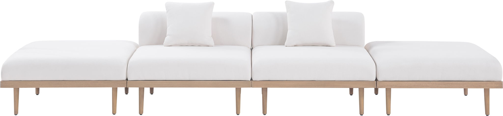 Laguna - 4 Piece 142" Outdoor Patio Armless Modular Sofa With 2 Backless Seats