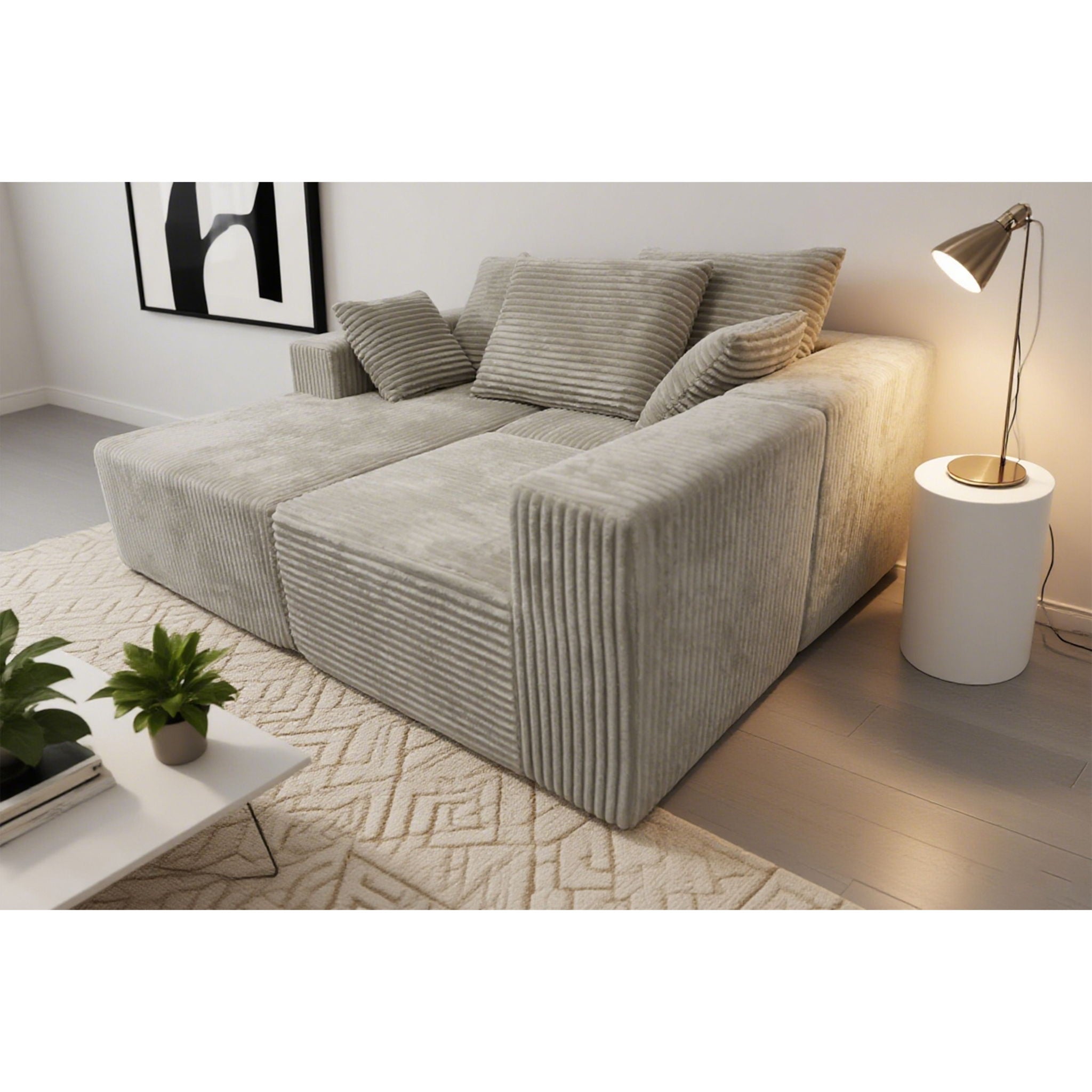 Corner Combination Sofa Sectional Couch With Soft Plush Fabric