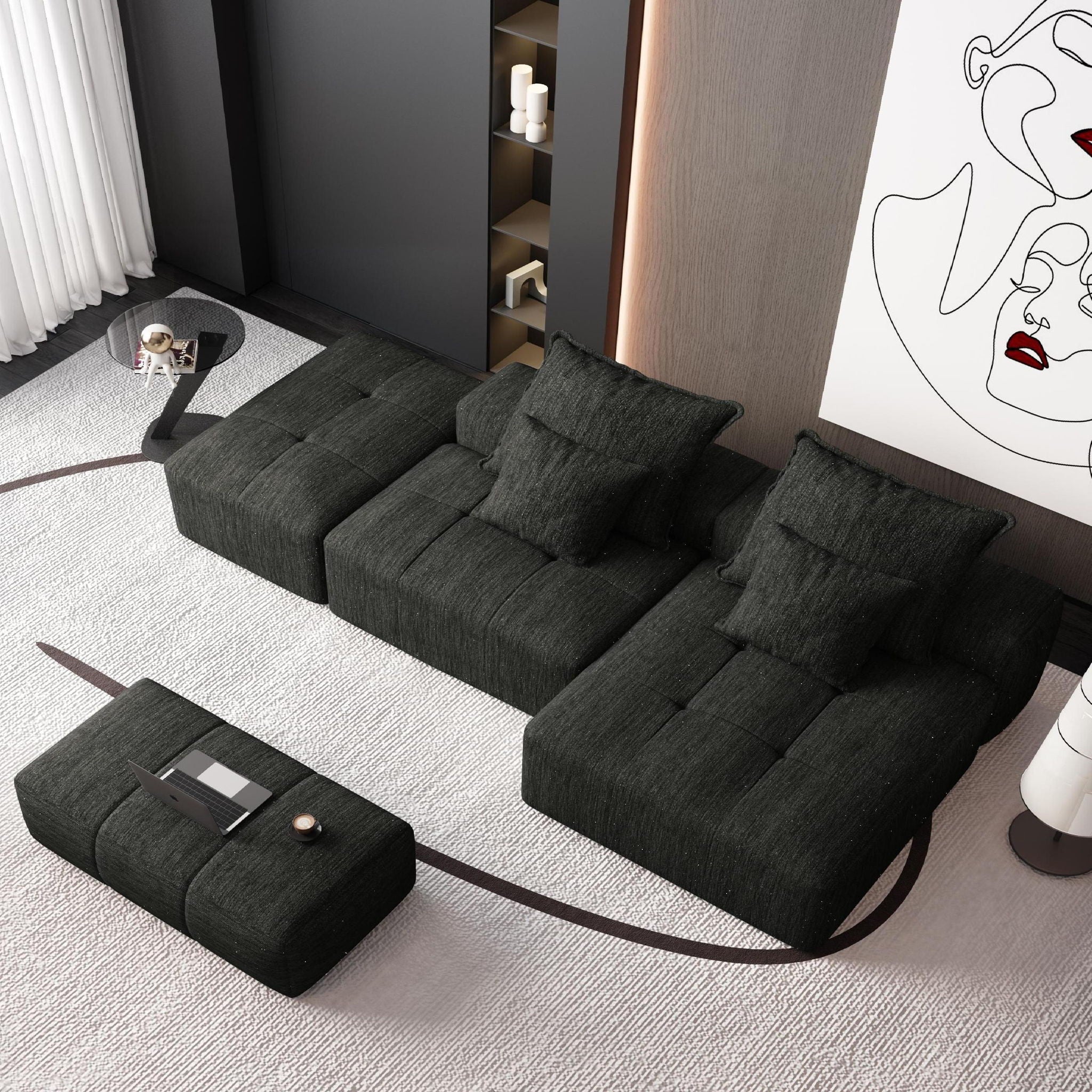 Modern Oversized Diy Combination Modular Sectional Sofa With Pillows