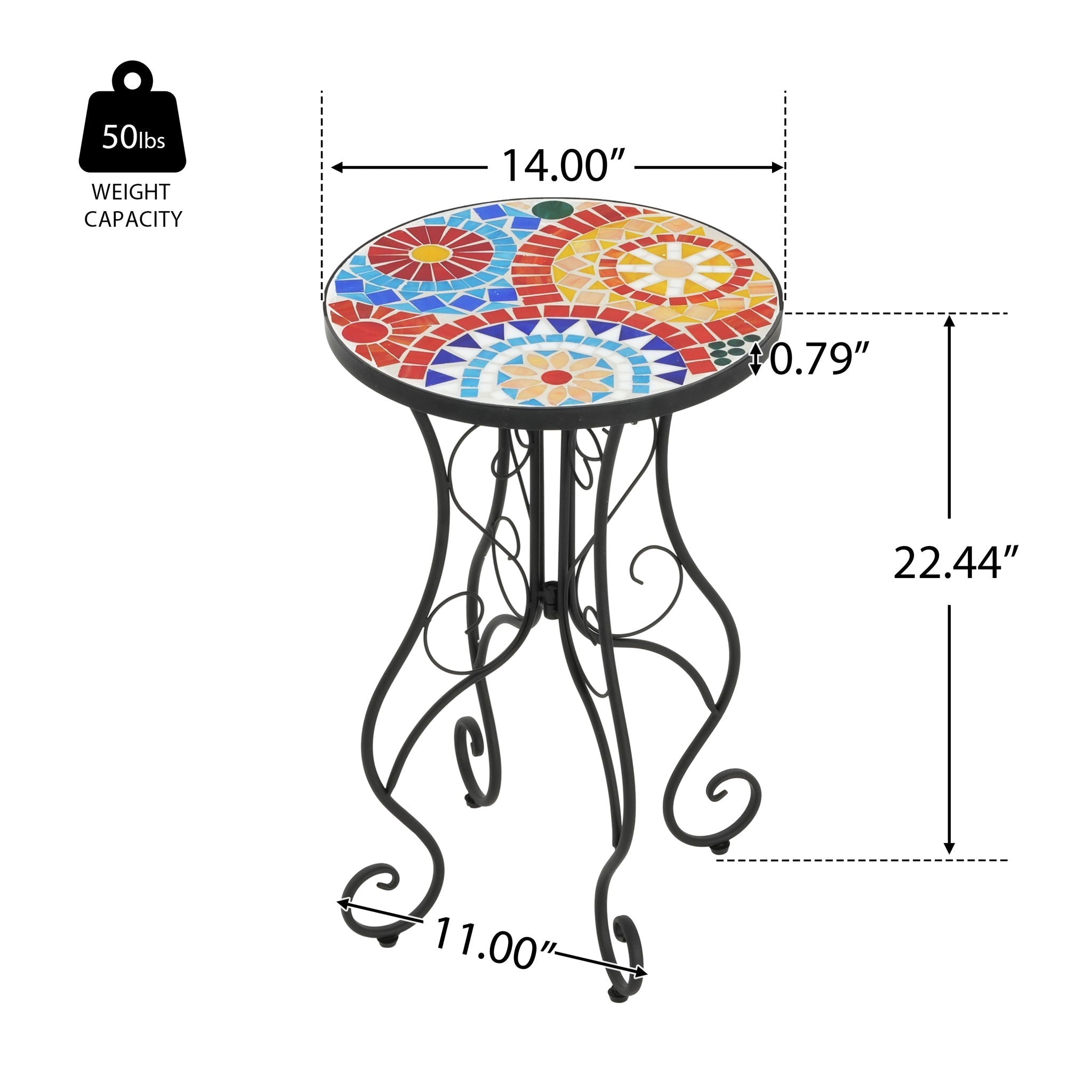 Colorful Outdoor Side Table With Ceramic Tile Top