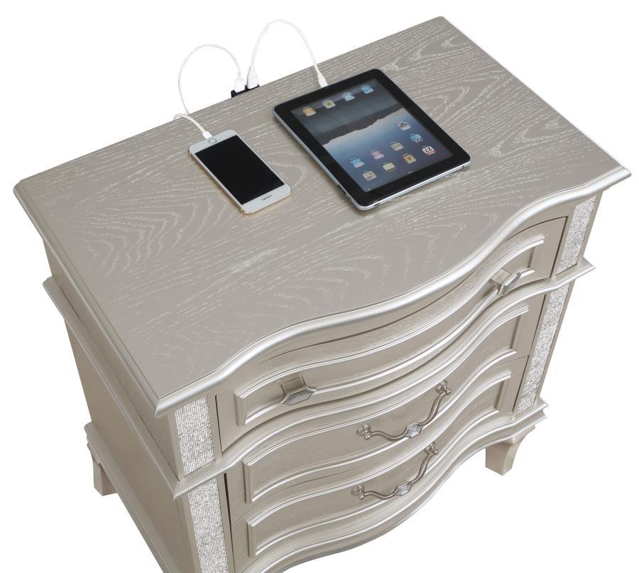 Evangeline - 3-Drawer Nightstand - Silver Oak - Best Buy Furniture