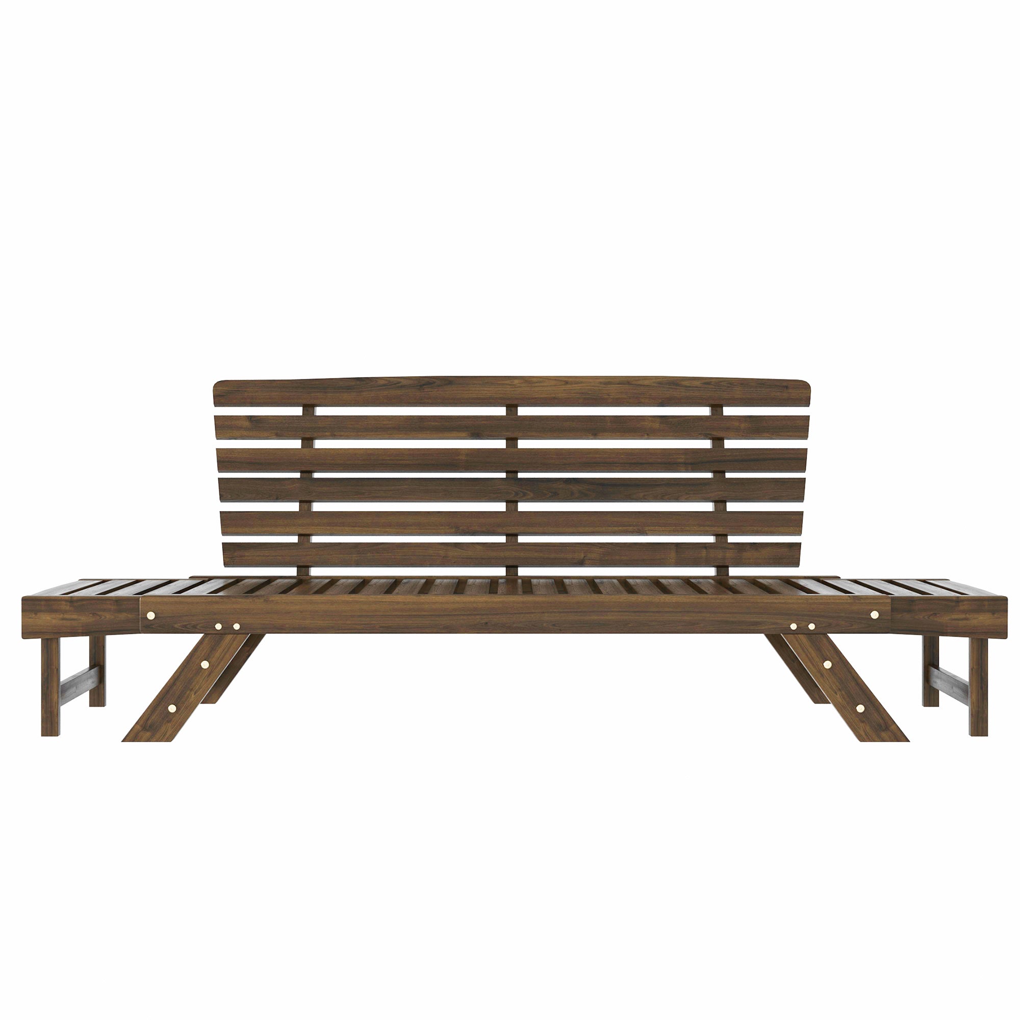 TOPMAX Outdoor Adjustable Patio Wooden Daybed Sofa Chaise Lounge with Cushions