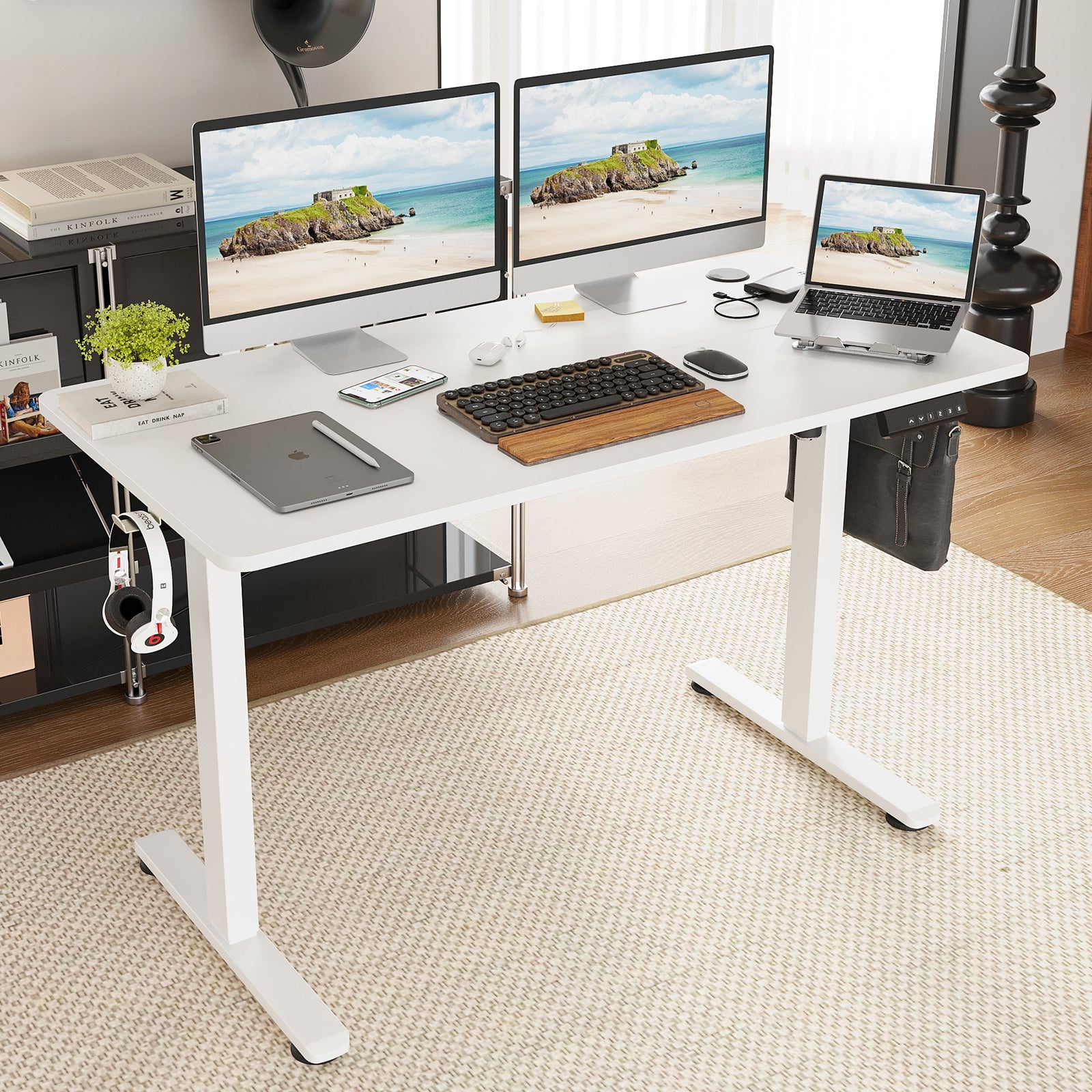 STARY Electric Standing Desk Adjustable Height White - Best Buy Furniture