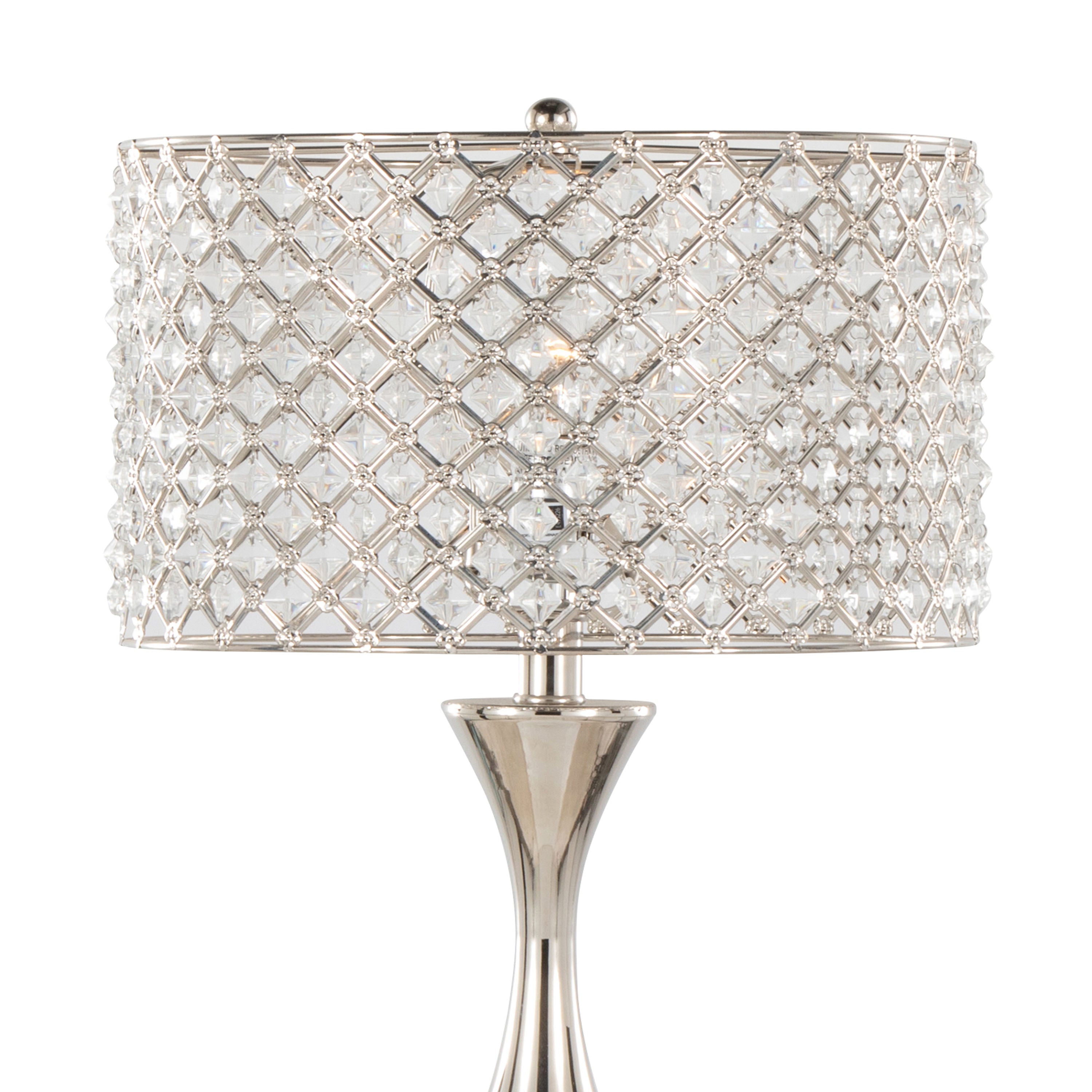 Topaz 27' Contemporary Metal Table Lamp in Polished Nickel with Clear K9 Crystal