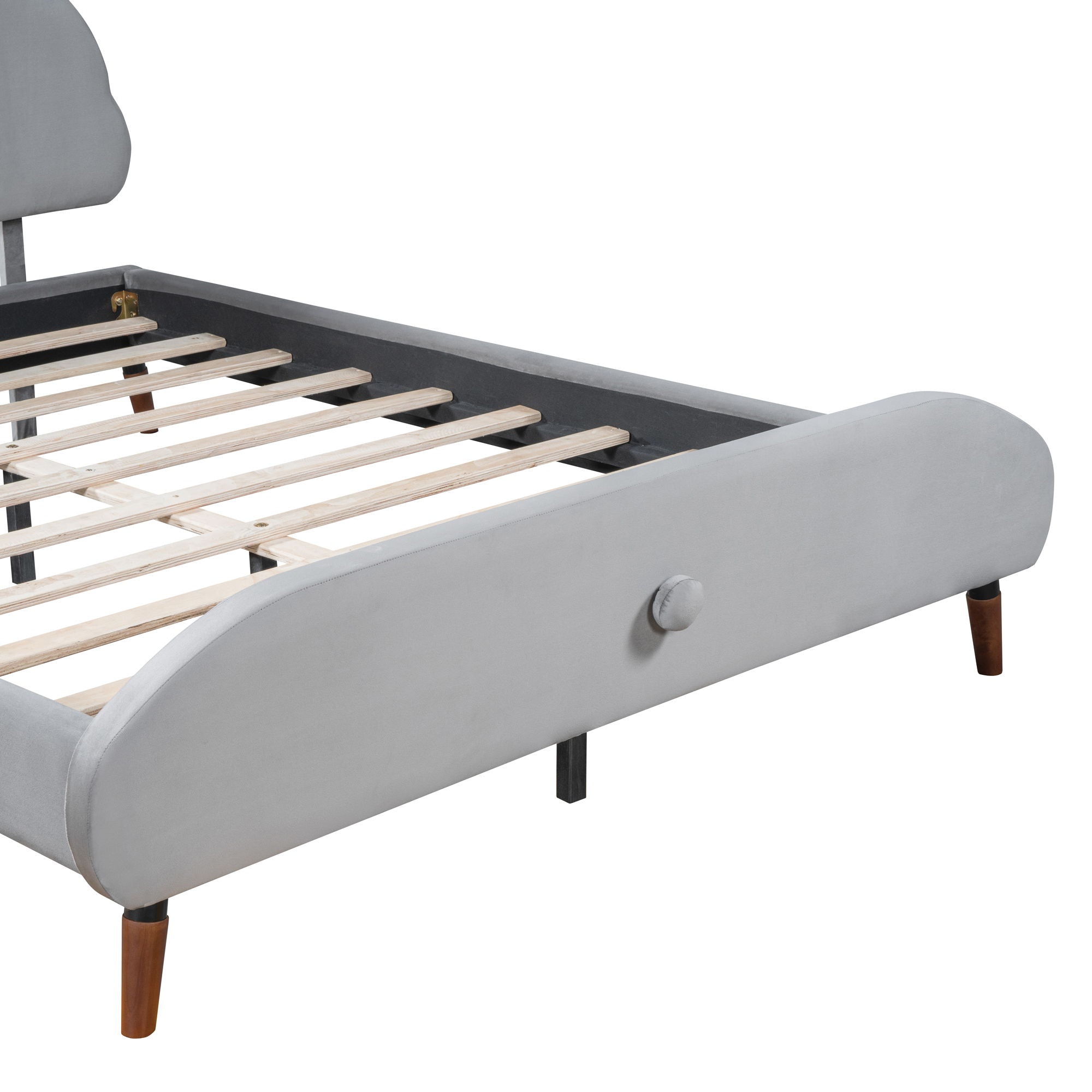 Upholstered Platform Bed With Sheep Shaped Headboard