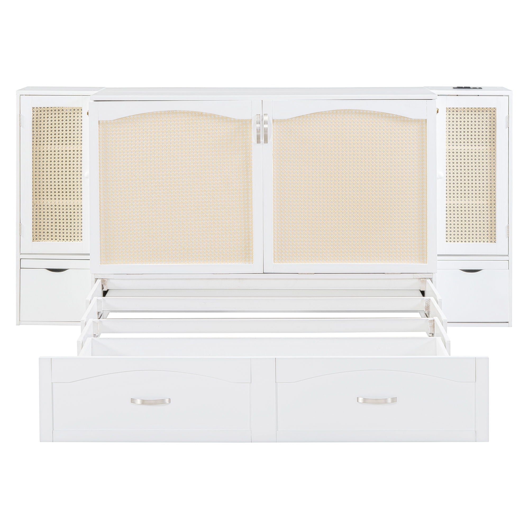 Murphy Wall Bed With Drawer And Rattan Decoration