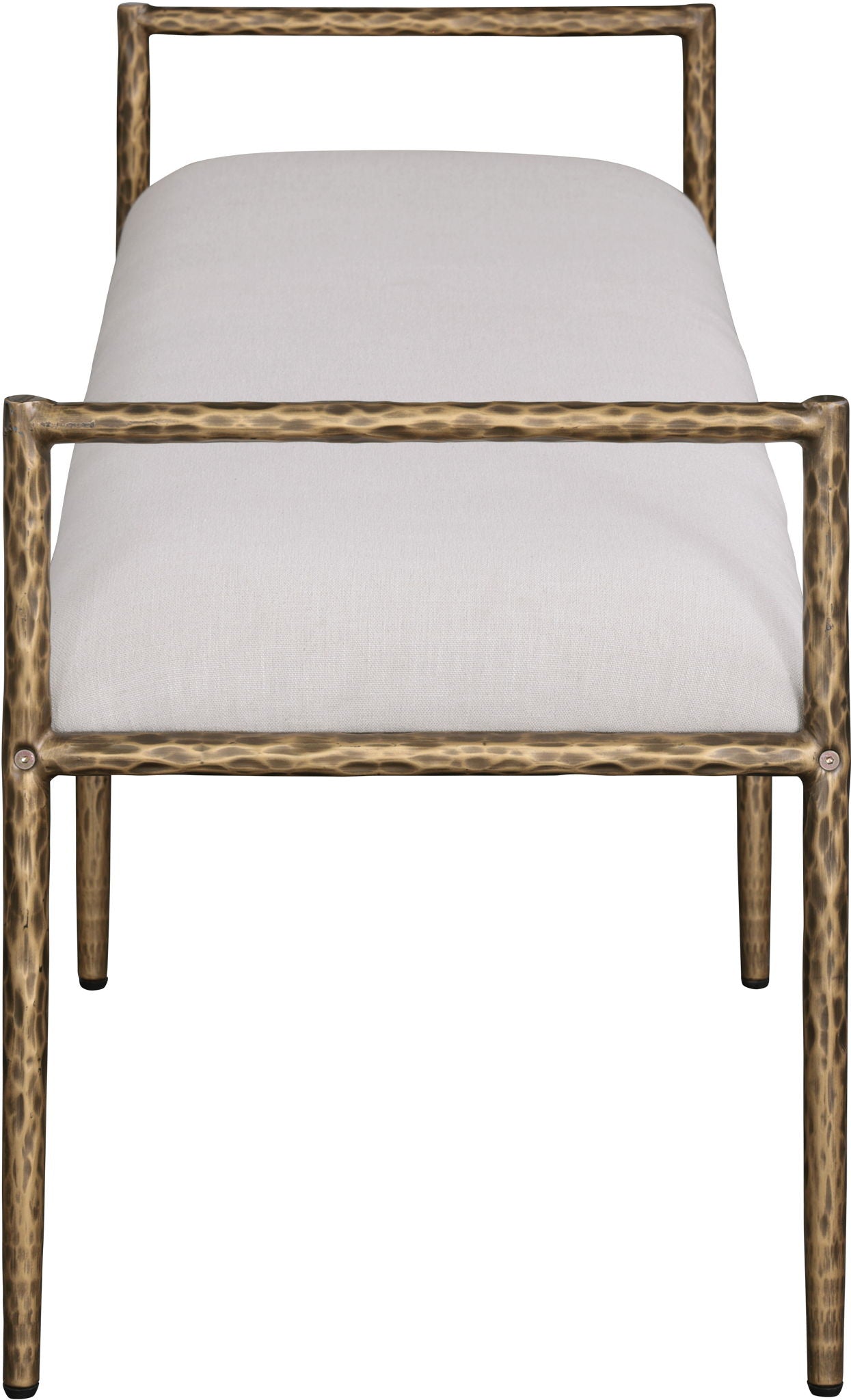 Axis - Linen Textured  Beige Fabric Upholstered Bench