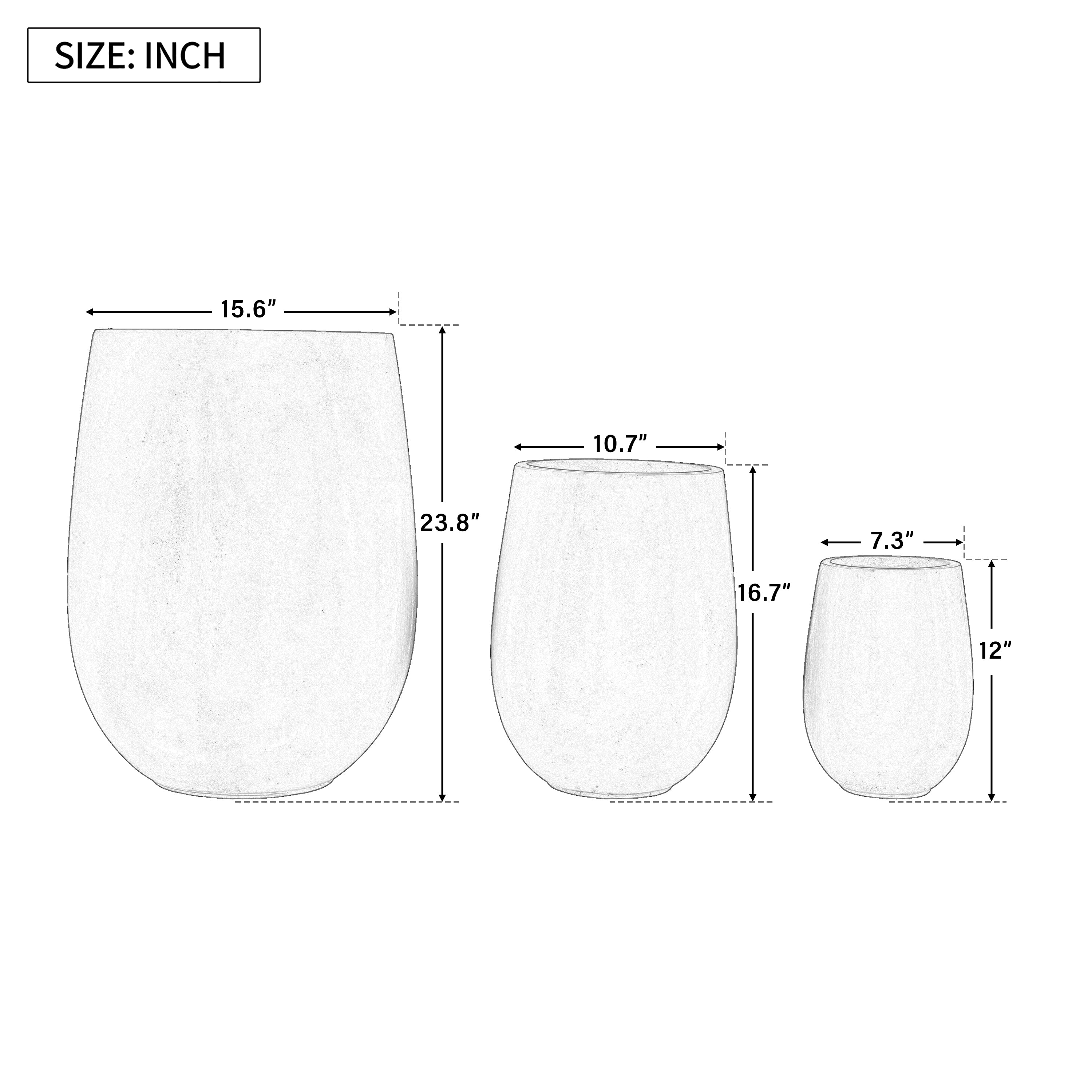 U_STYLE Lightweight Round MGO Outdoor Planter Set - 3 Sizes