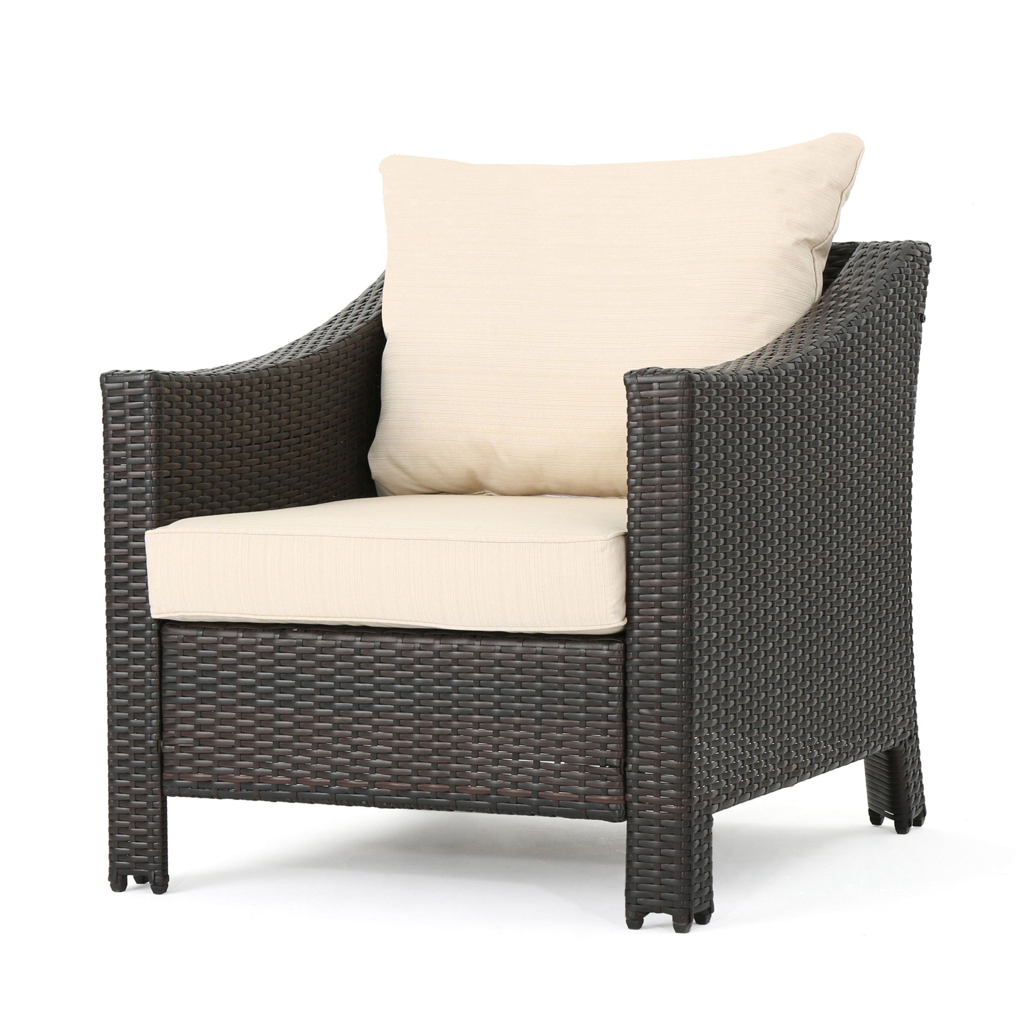 Antibes - 4 Pieces Wicker Chat Set - Brown / Beige