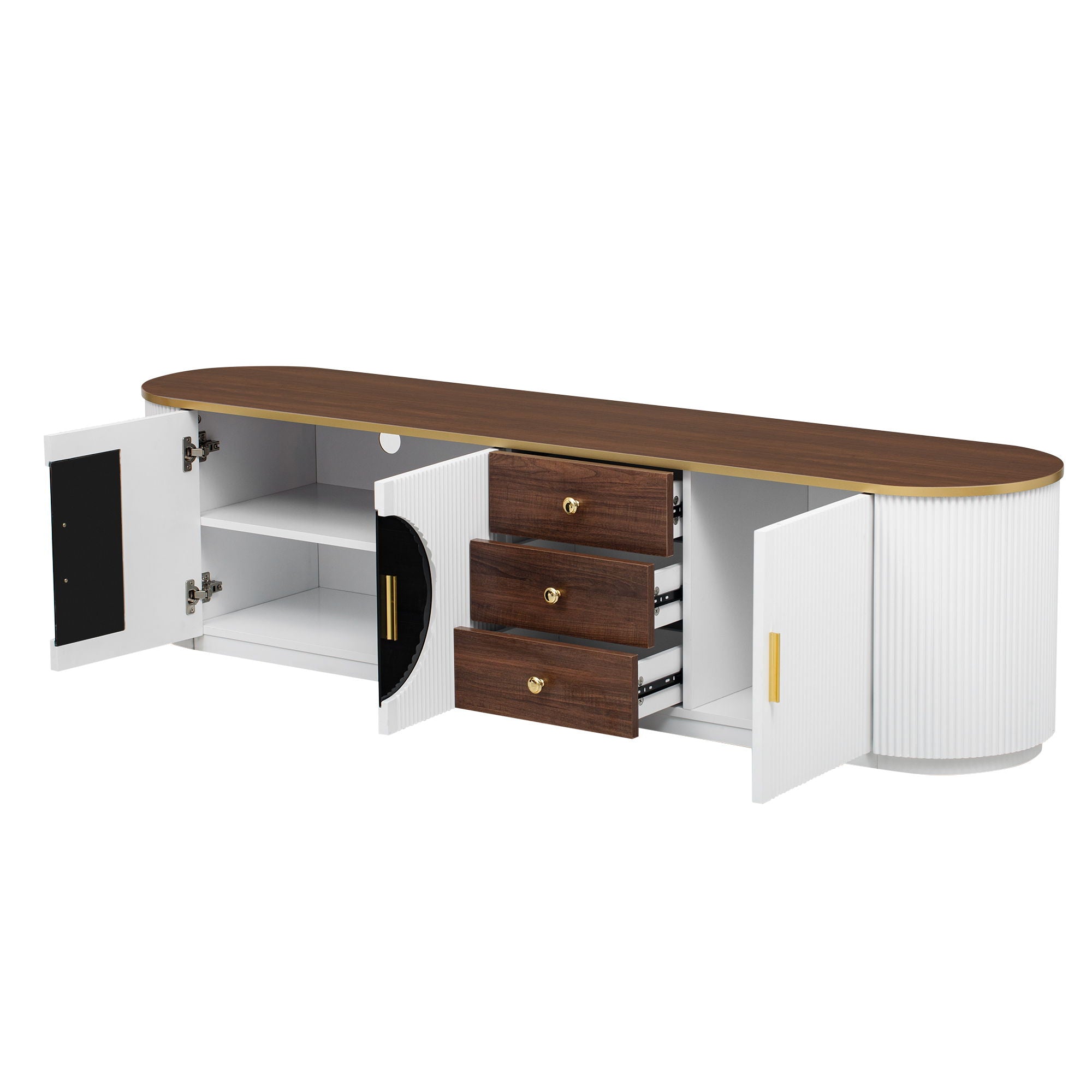 Modern Minimalist TV Stand For TVs Up To 80" With 3 Drawers And 1 Shelf
