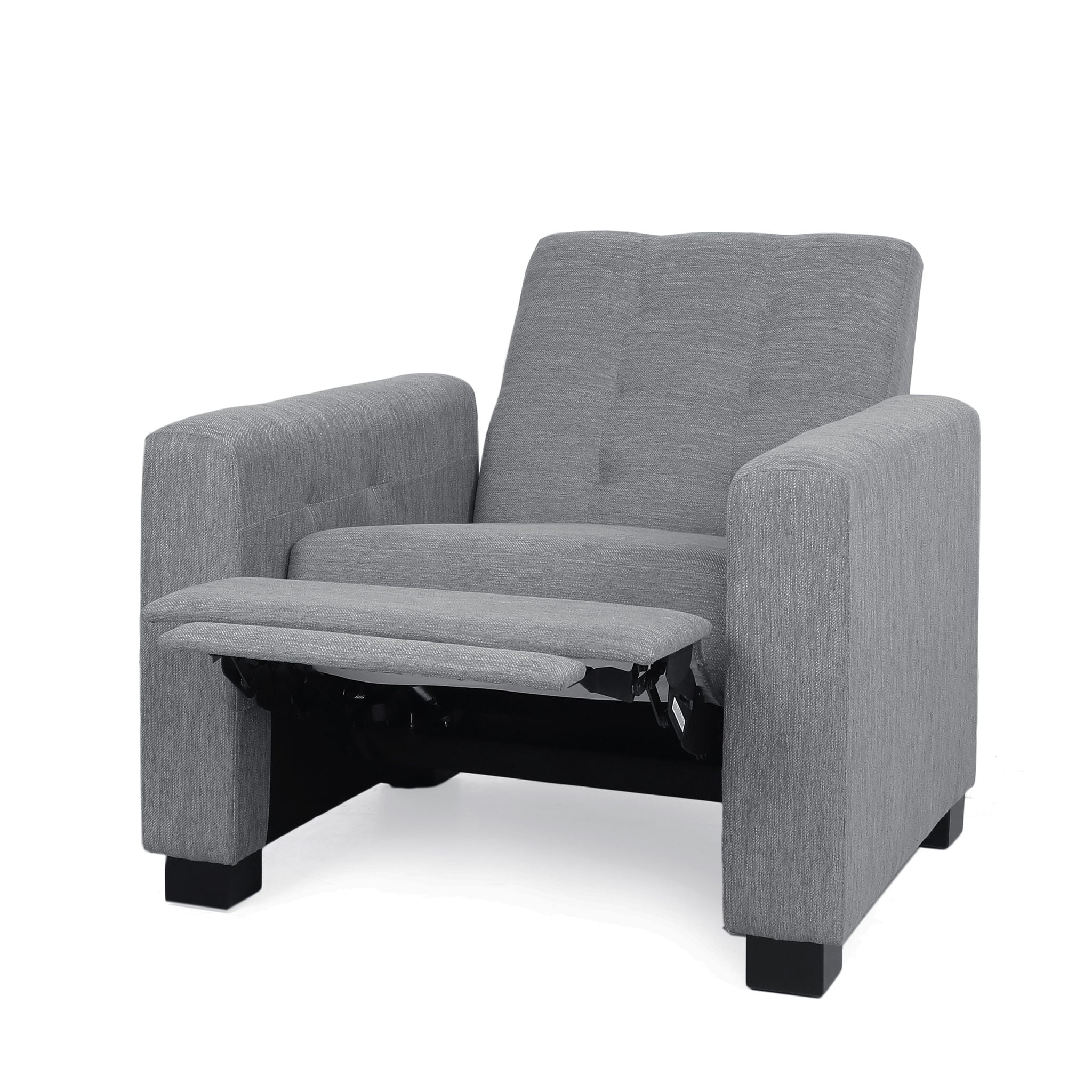 Contemporary Recliner Chair With Push Back Function And Birchwood Legs