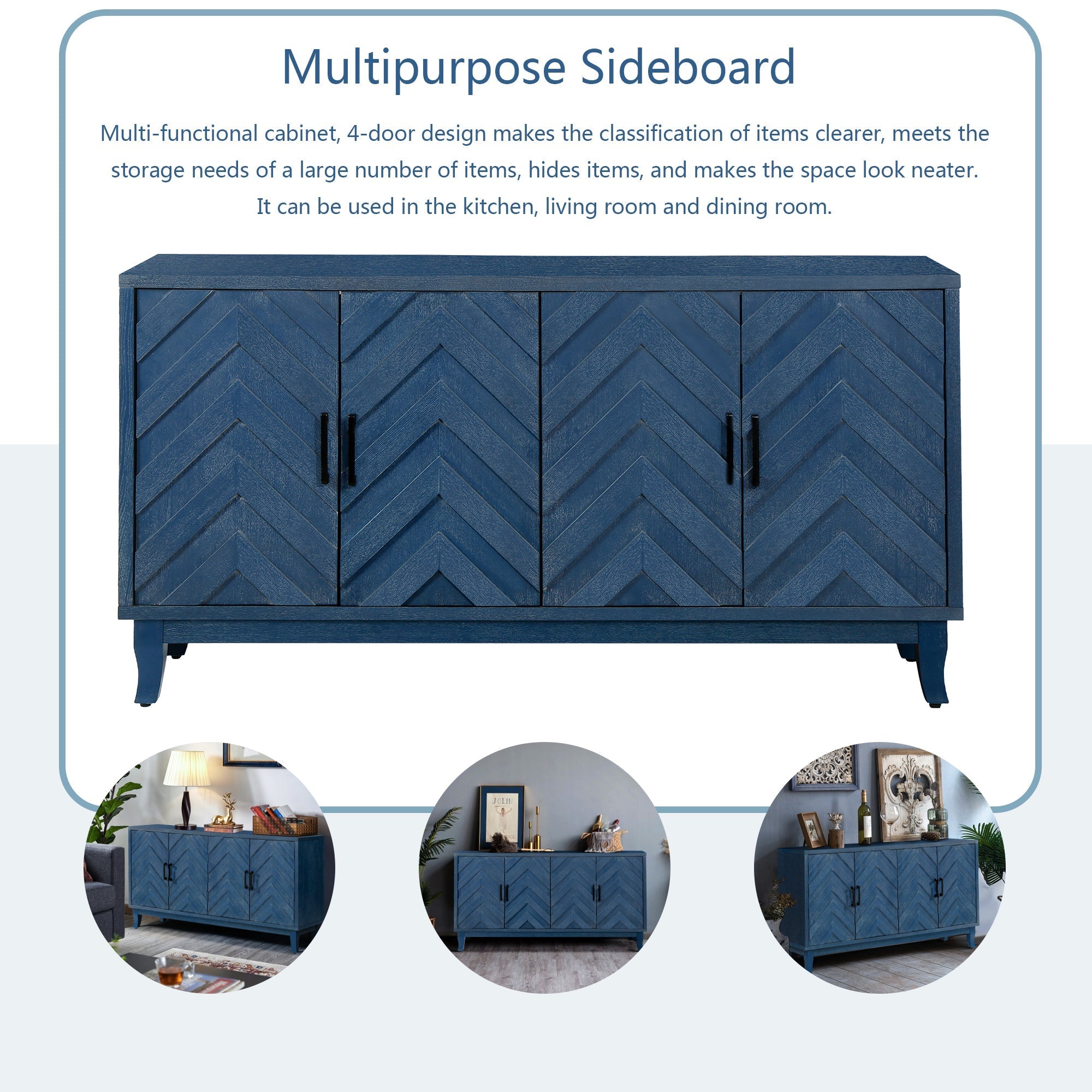 Chevron 4-Door Sideboard Cabinet