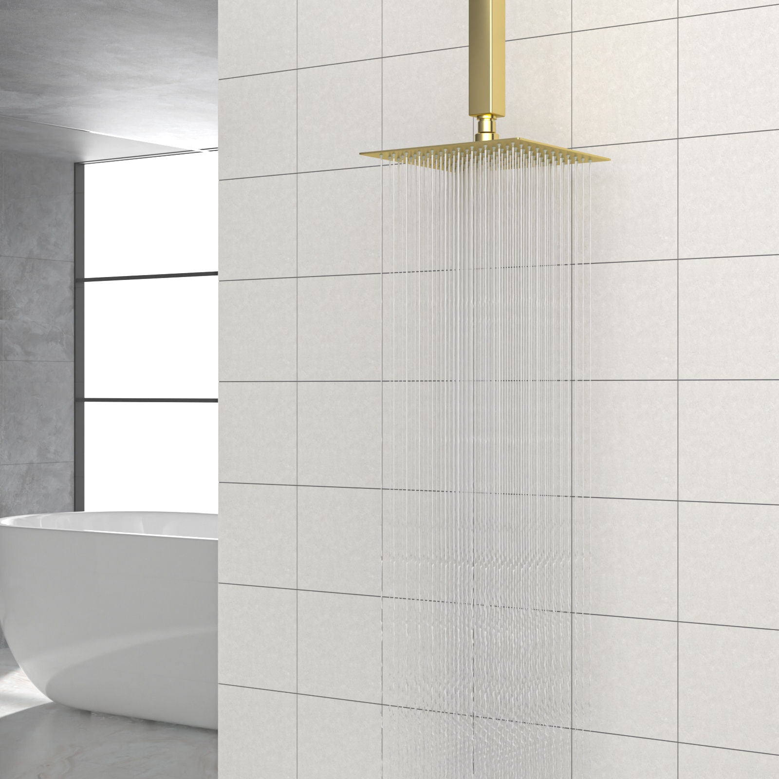 8" Square Rain Shower Head, Ceiling / Wall Mount Stainless Steel Bath Fixture