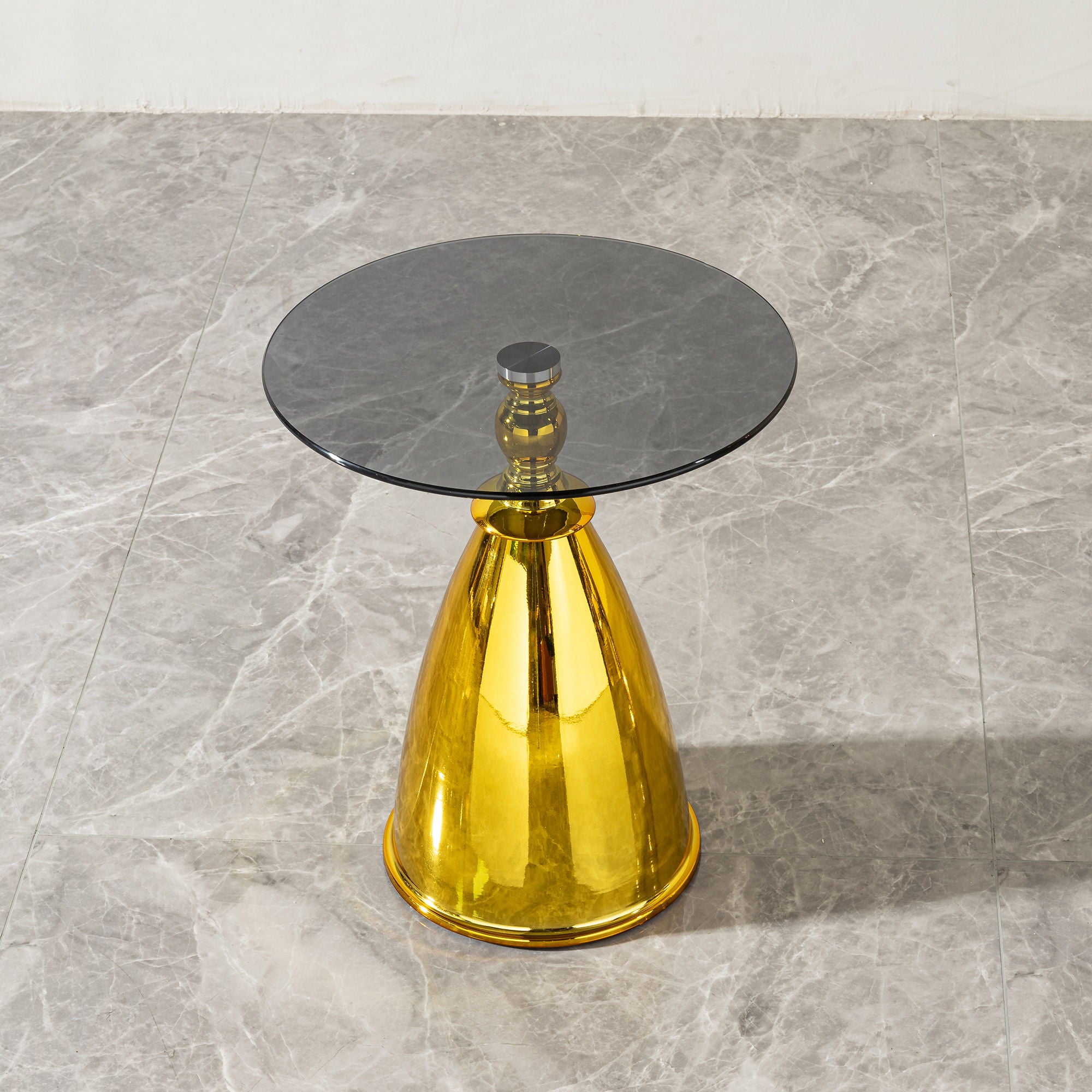 Modern Living Room Coffee Table With Tempered Glass Carbon Steel - Gold