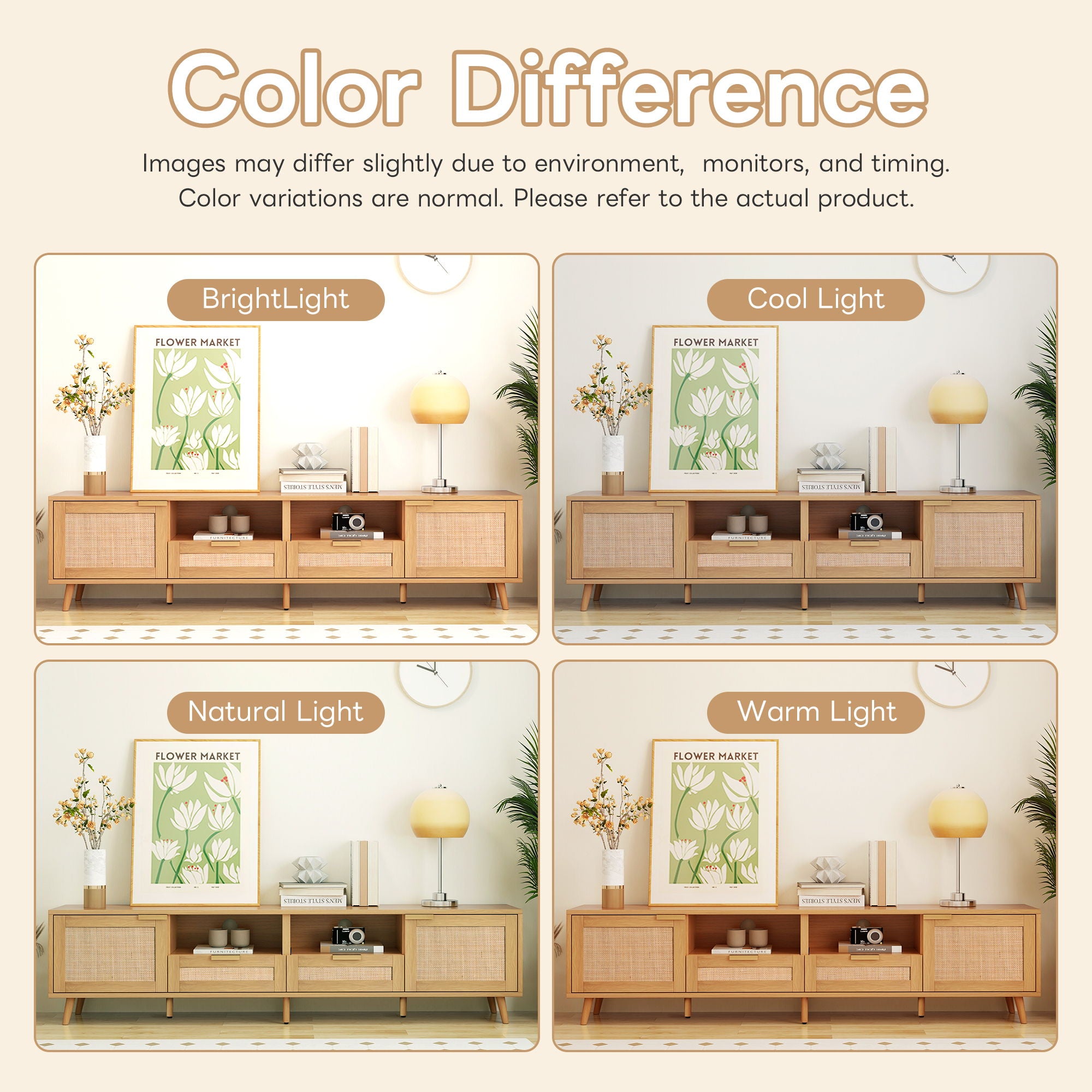 TV Stand, Media Console With Cable Management