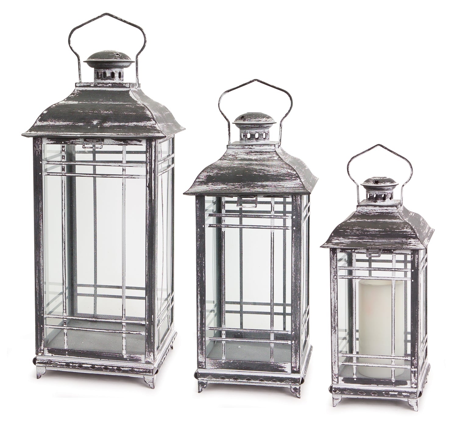 Traditional-Grey-Metal-Lantern-(Set-of-3)-Outdoor-Lighting