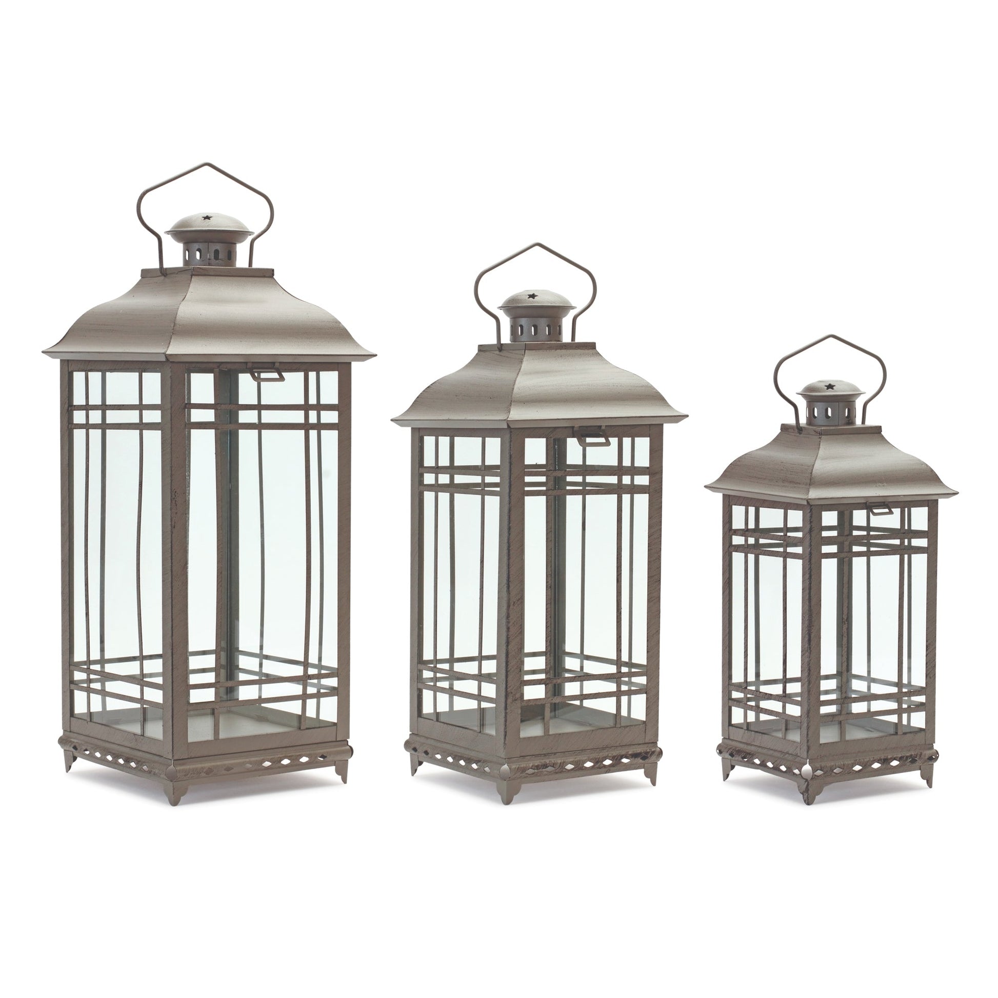 Traditional-Brown-Metal-Lantern-(Set-of-3)-Outdoor-Lighting