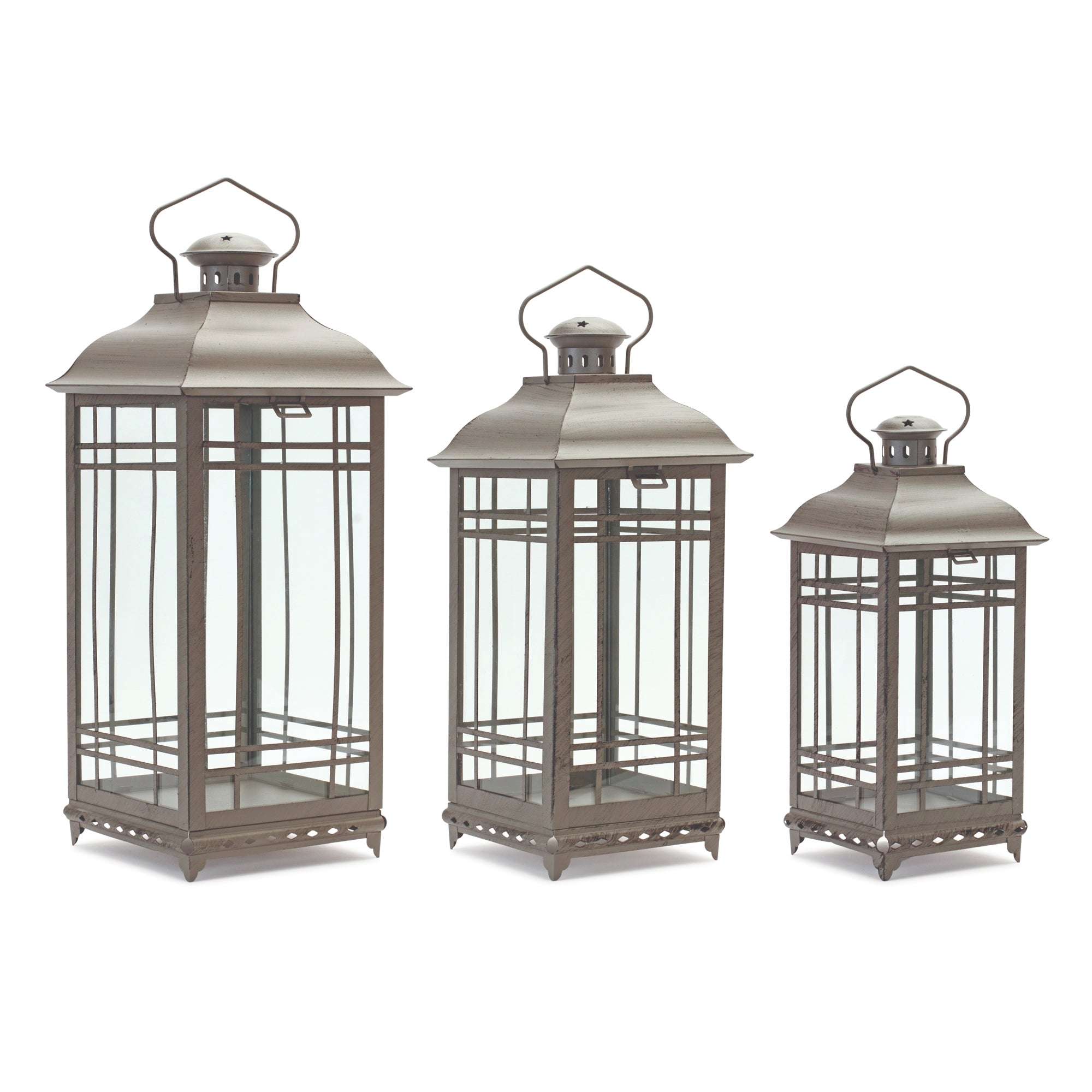 Traditional-Brown-Metal-Lantern-(Set-of-3)-Outdoor-Lighting