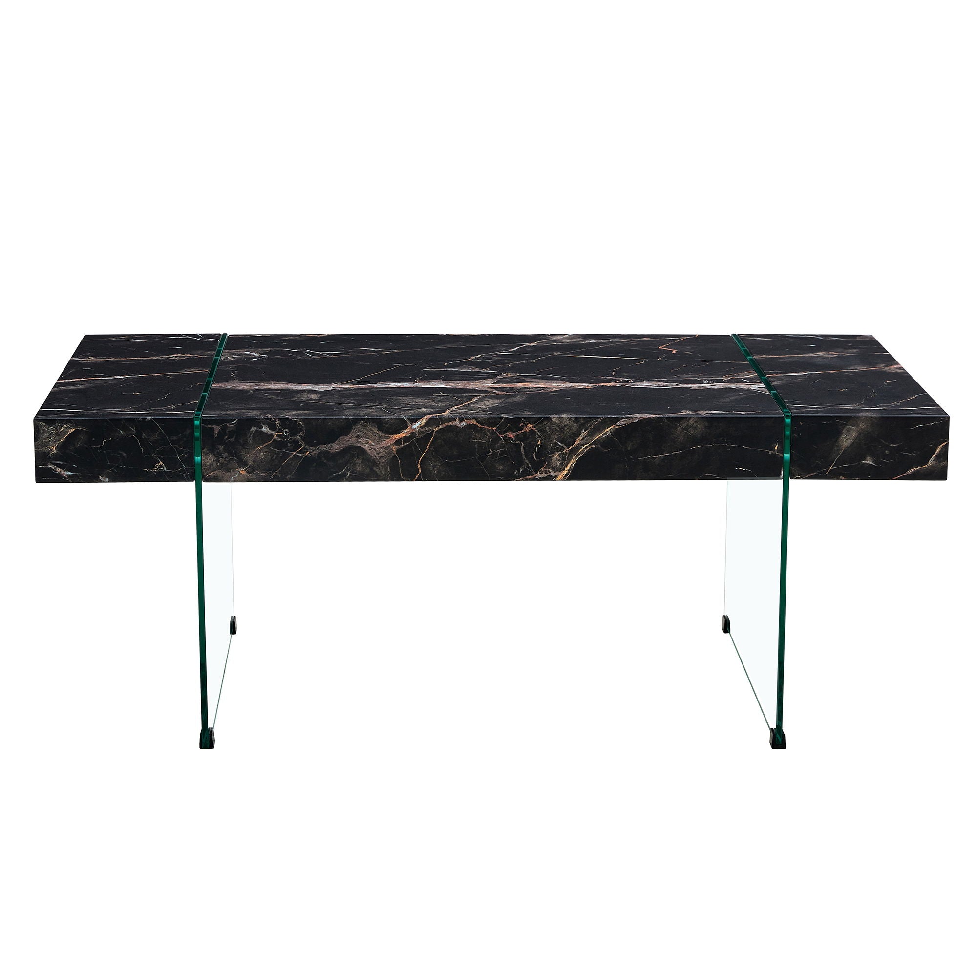 Modern Marble Patterned Coffee Table With Tempered Glass Legs