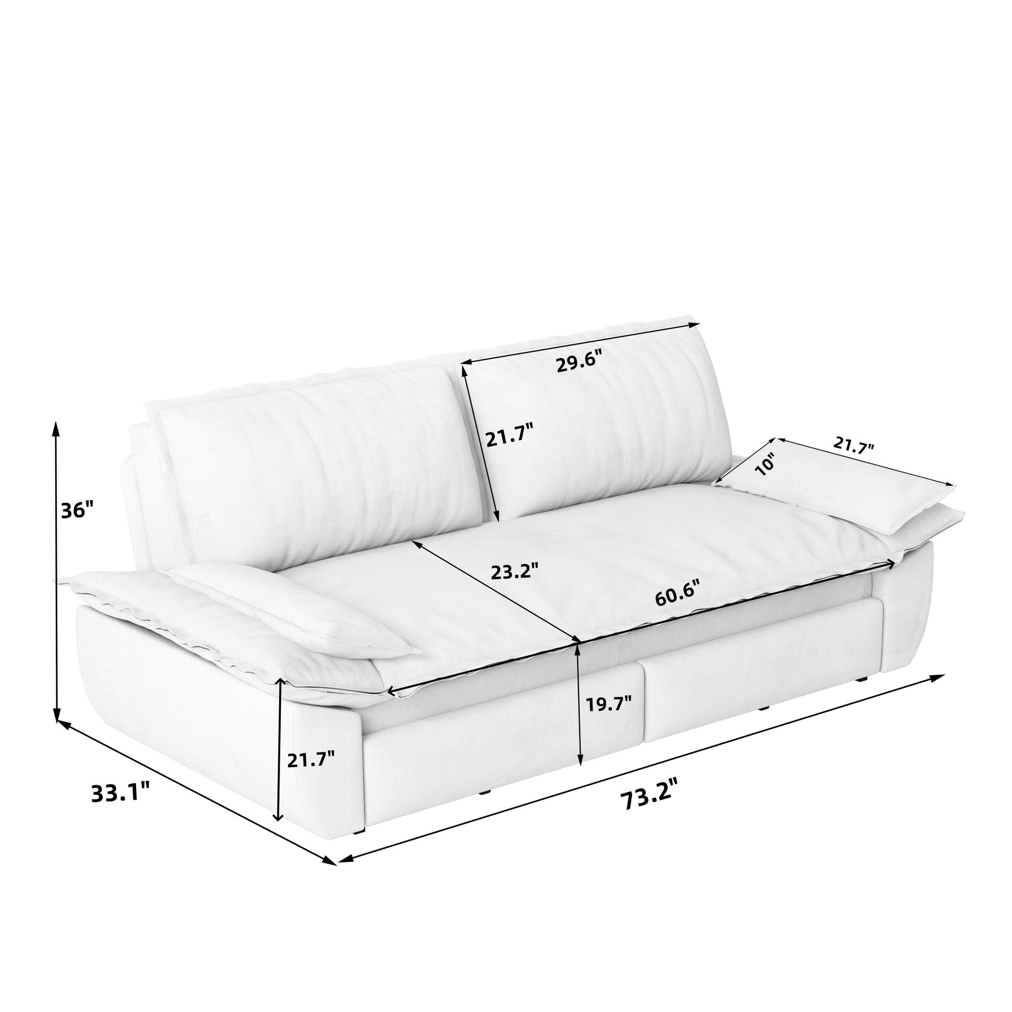 Queen Pull Out 3 In 1 Convertible Sleeper Sofa With Side Storage