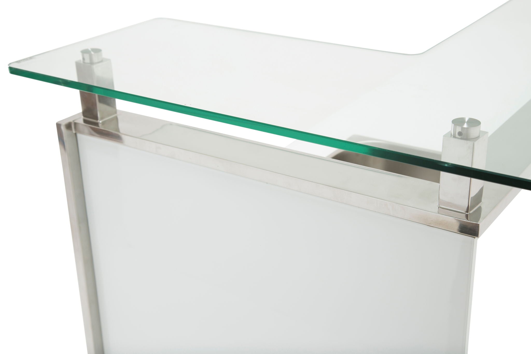 State St. - Bar With Glass Top - Glossy White