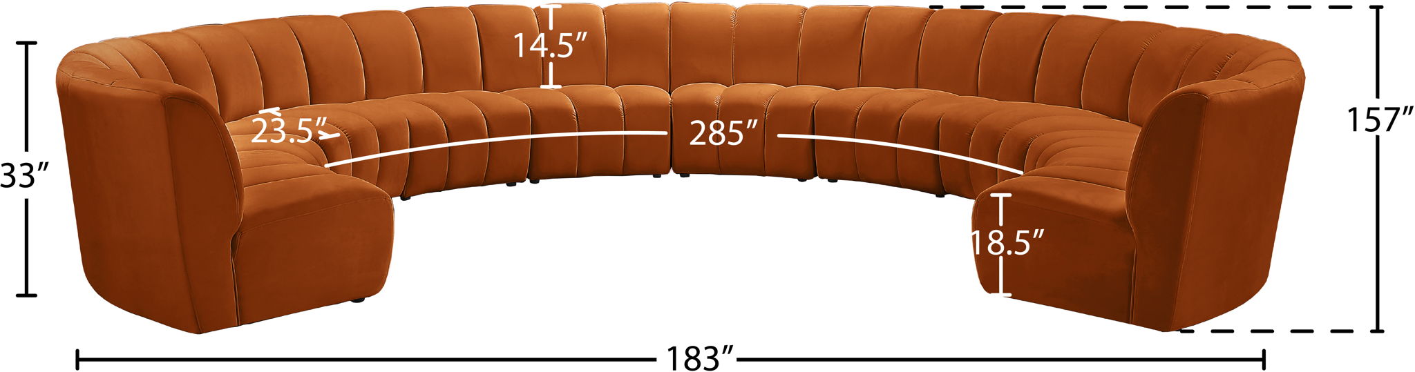 Infinity - 10 Piece Velvet Modular Sectional