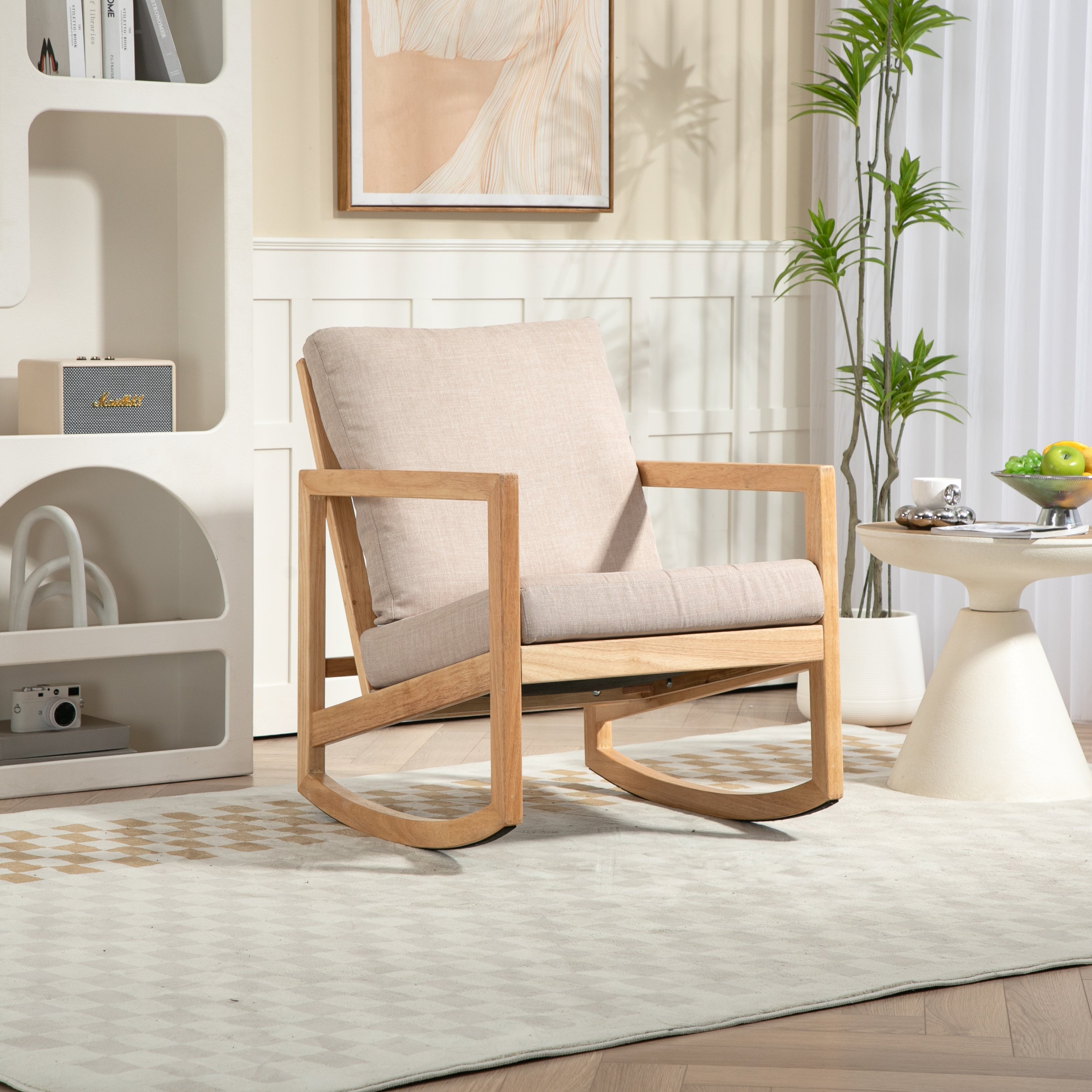 Upholstered  Accent Glider Chair, Khaki