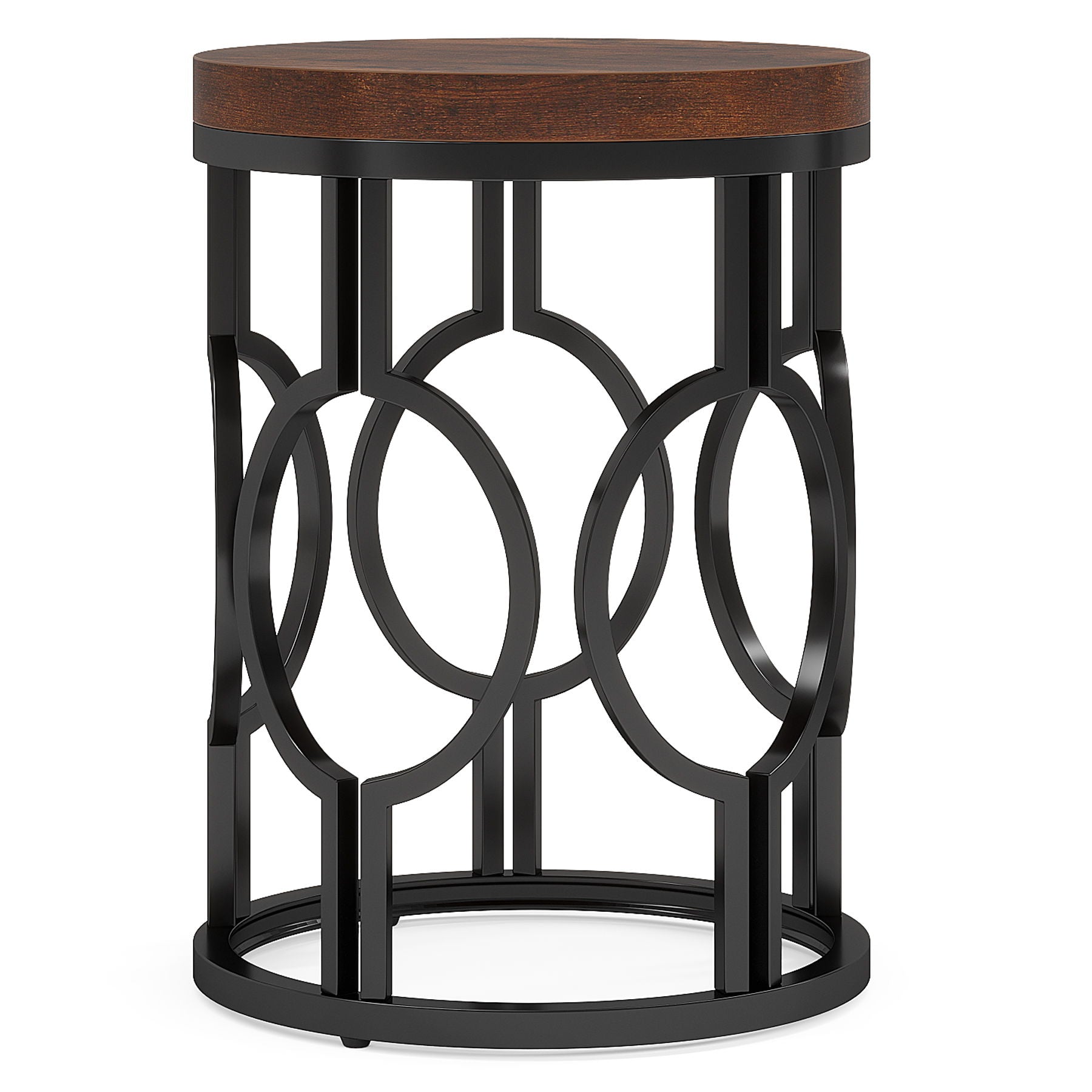Round End Table Nightstand For Living - Brown / Black