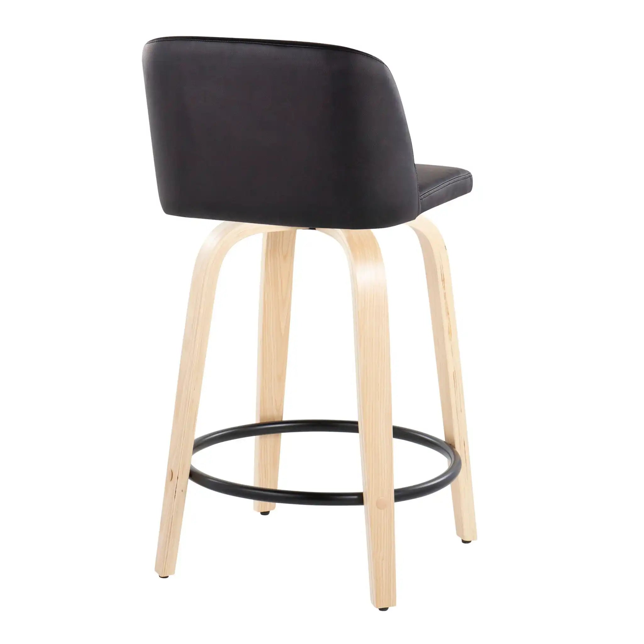Toriano - Contemporary, Fixed Height Counter Stool With Swivel And Round Footrest (Set of 2)