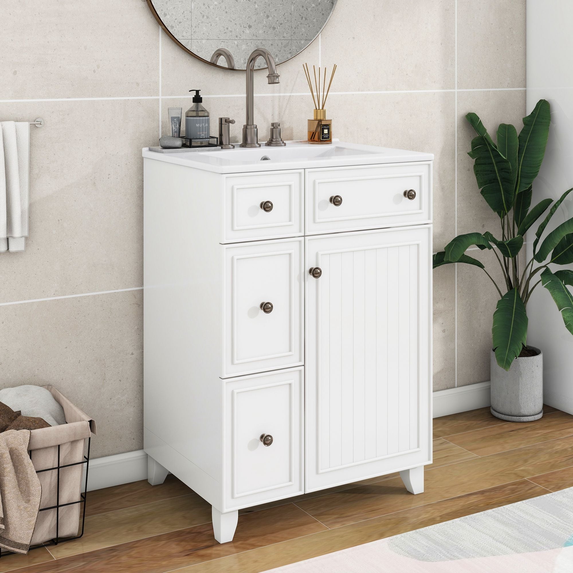 Bathroom Vanity Cabinet With Sink - White