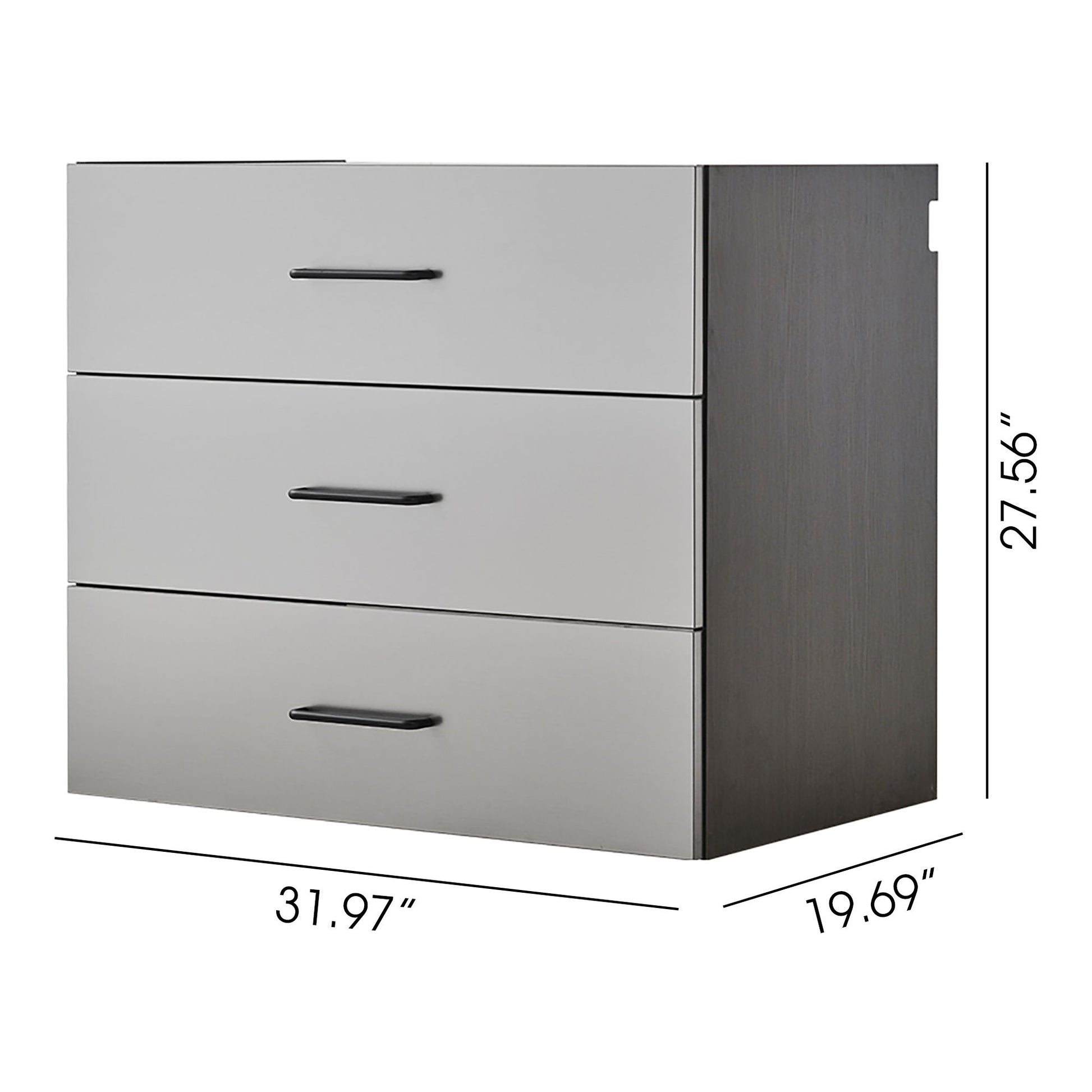 Astro Series - Metal Wall Mounted Base Drawer Storage Cabinet With Soft Closing Features - Metallic Gray - Best Buy Furniture