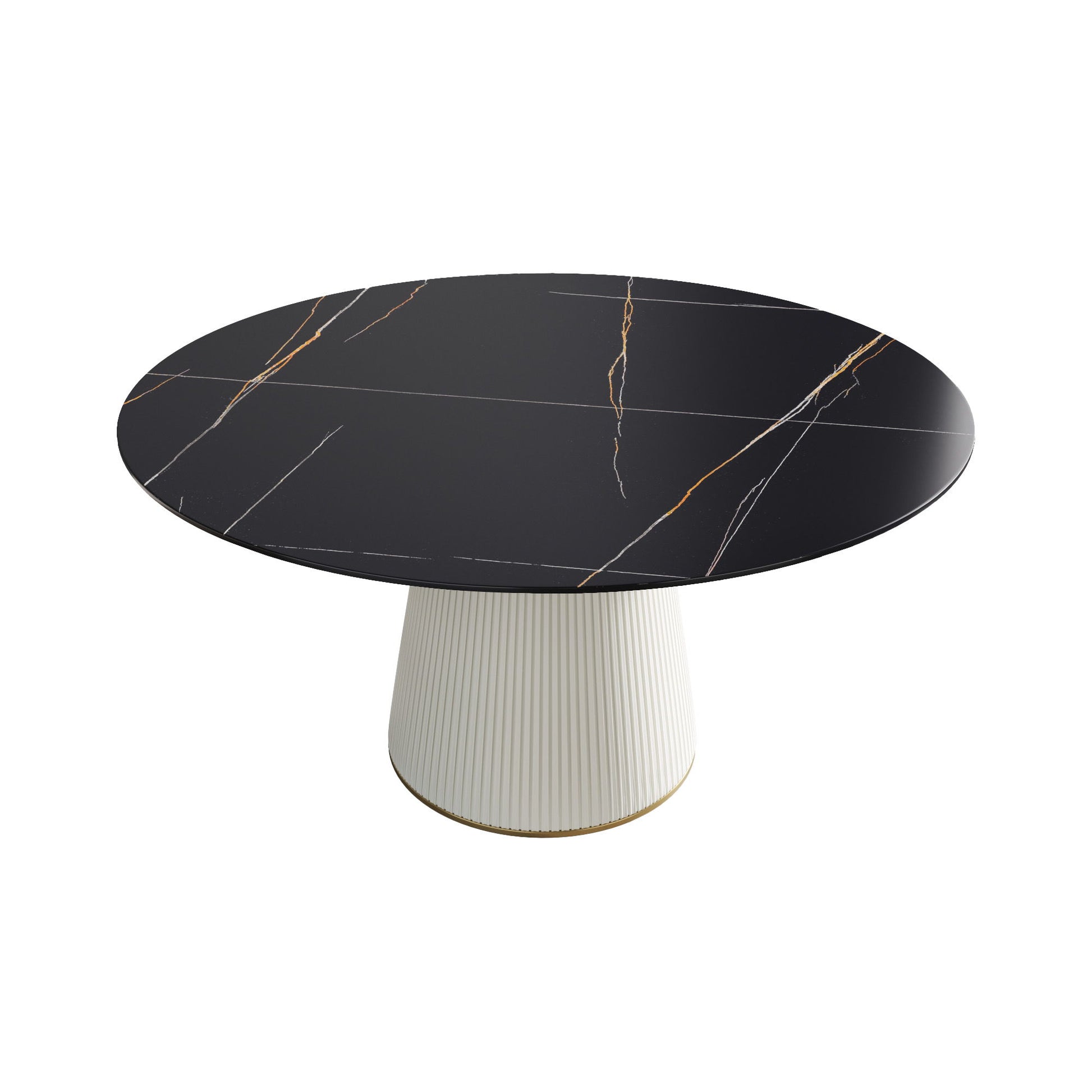 Modern Artificial Stone Round Plywood Base Dining Table, Can Accommodate 8 People, (Not Including Chairs) - Black / Beige - Best Buy Furniture