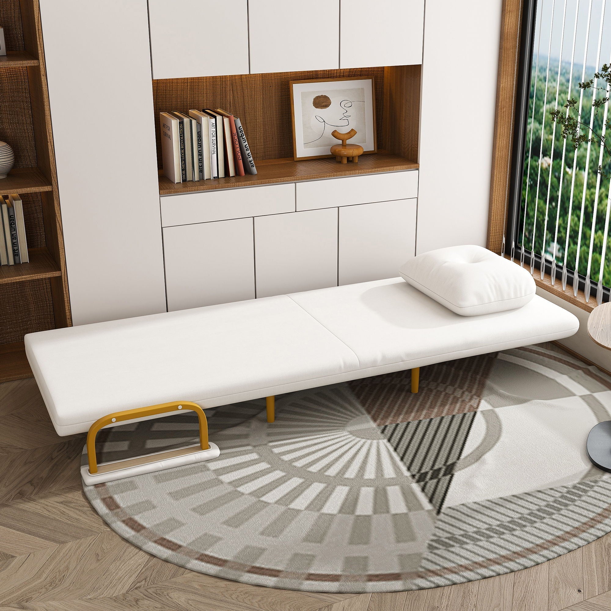 3 In 1 Convertible Folding Sofa Bed With Adjustable Backrest And Pillow