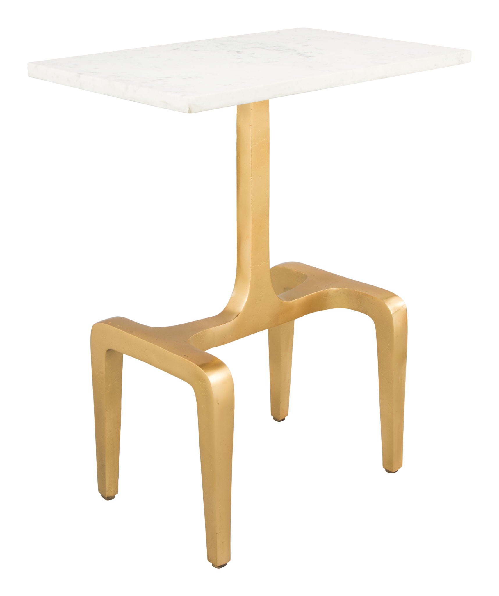 Clement - Marble Side Table - White & Gold