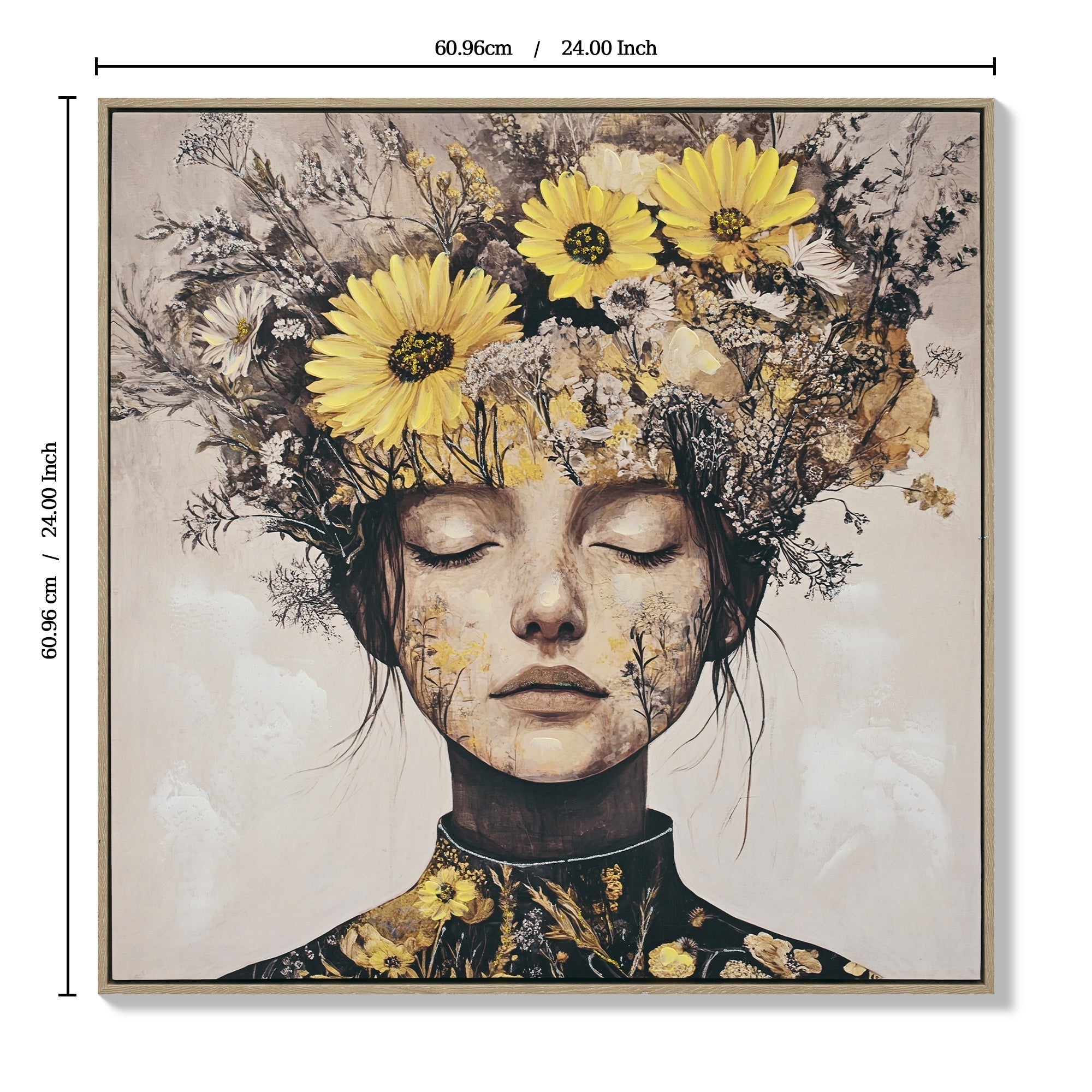 Beauty Posters Beauty lady Wall Art Gold and White Floral Canvas Artwork for Living Room Modern Photo Prints for Home 24x24 Inch Bedroom Pictures Wall Decor