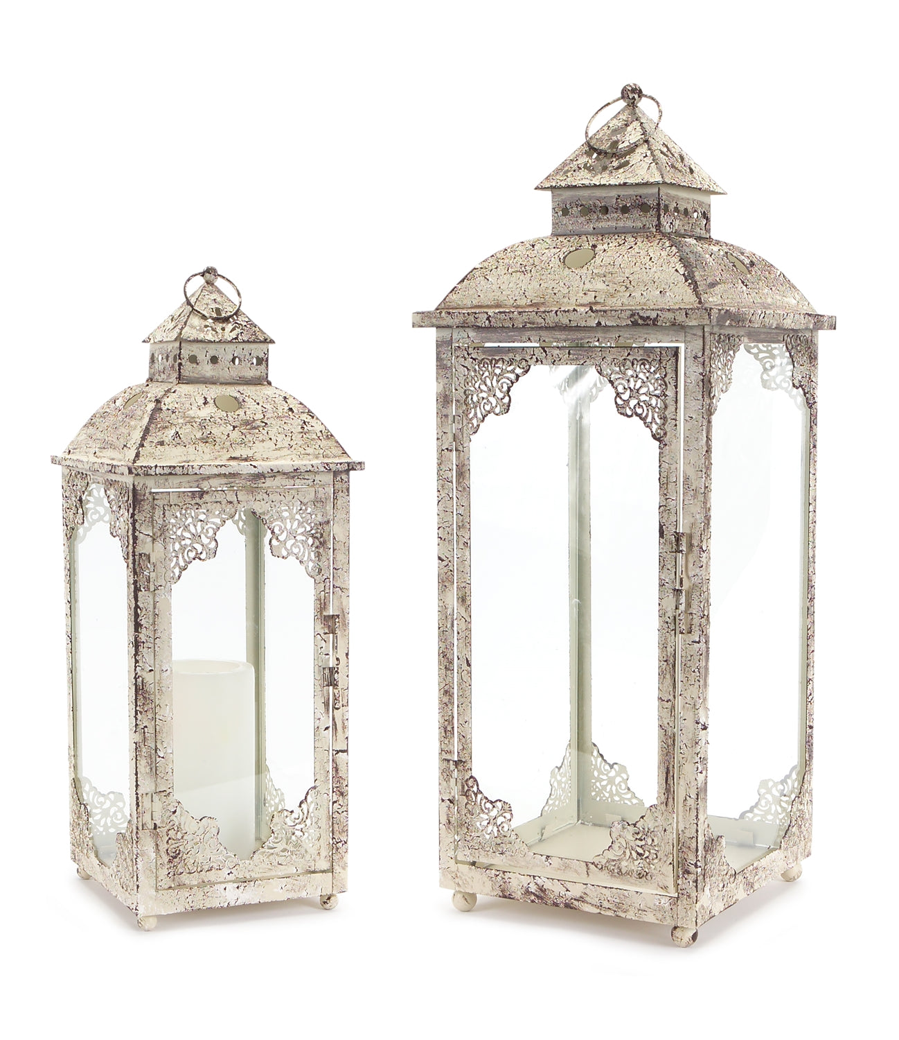 Weathered-ornate-metal-lantern-(set-of-2)-Outdoor-Lighting