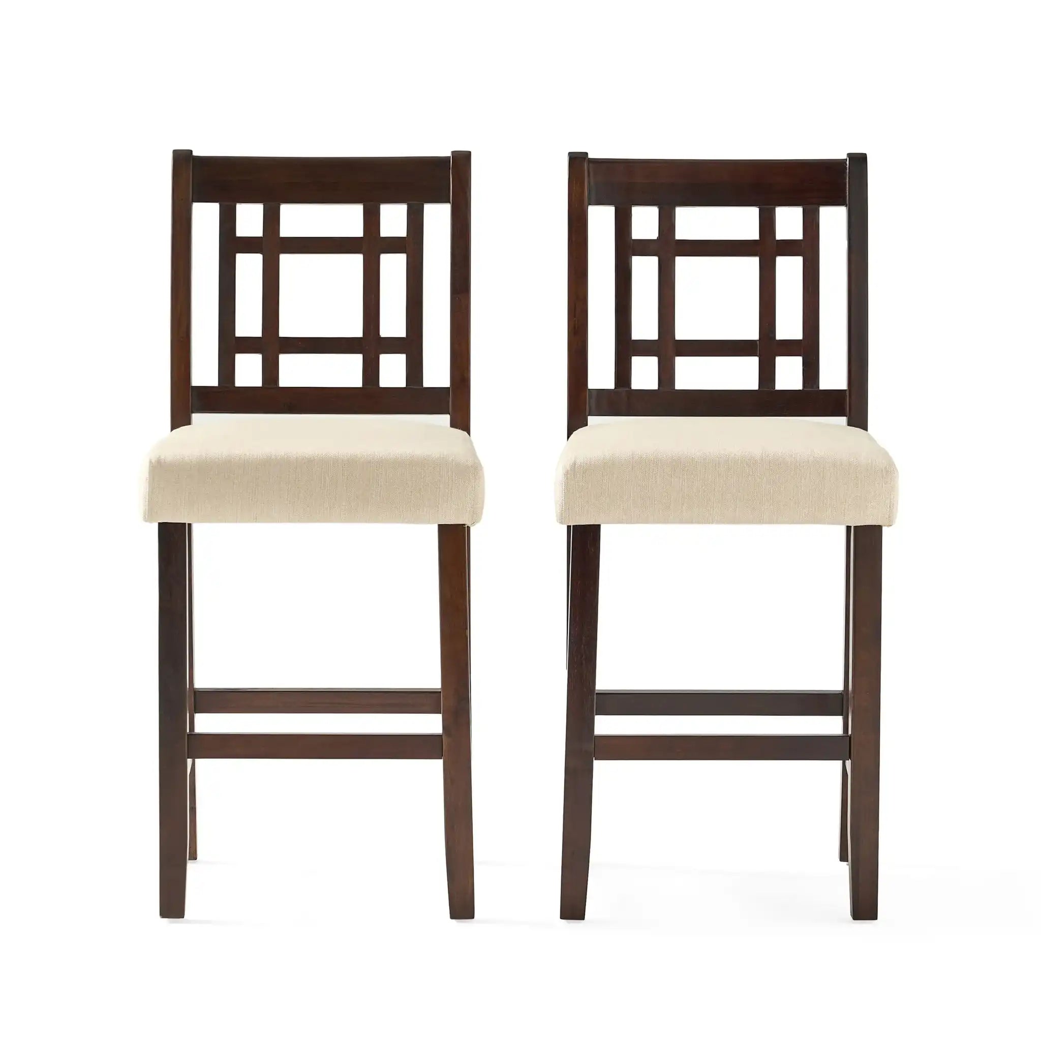 Upholstered Dining Chairs, Modern Dining Room Chairs For Dining Room Kitchen With Acacia Wood Legs (Set of 2) - Mahogany / Beige