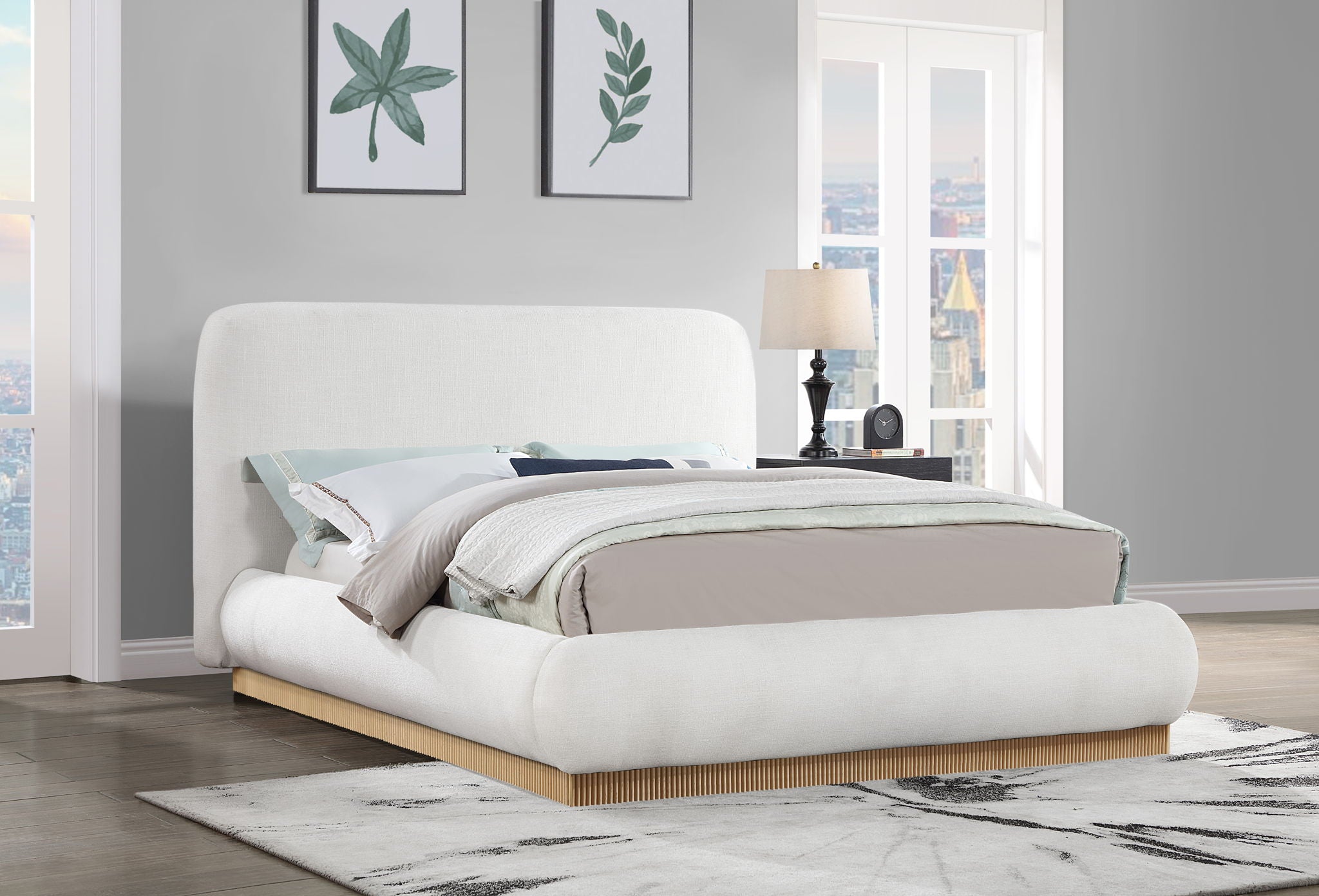Rigby - Linen Bed With Natural Base