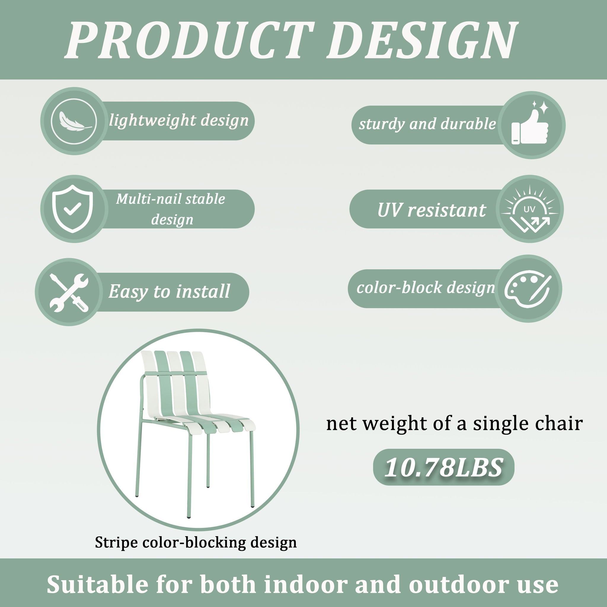 4 Piece Set Of Modern Color Block Designed Single Chairs With Folding Square Table