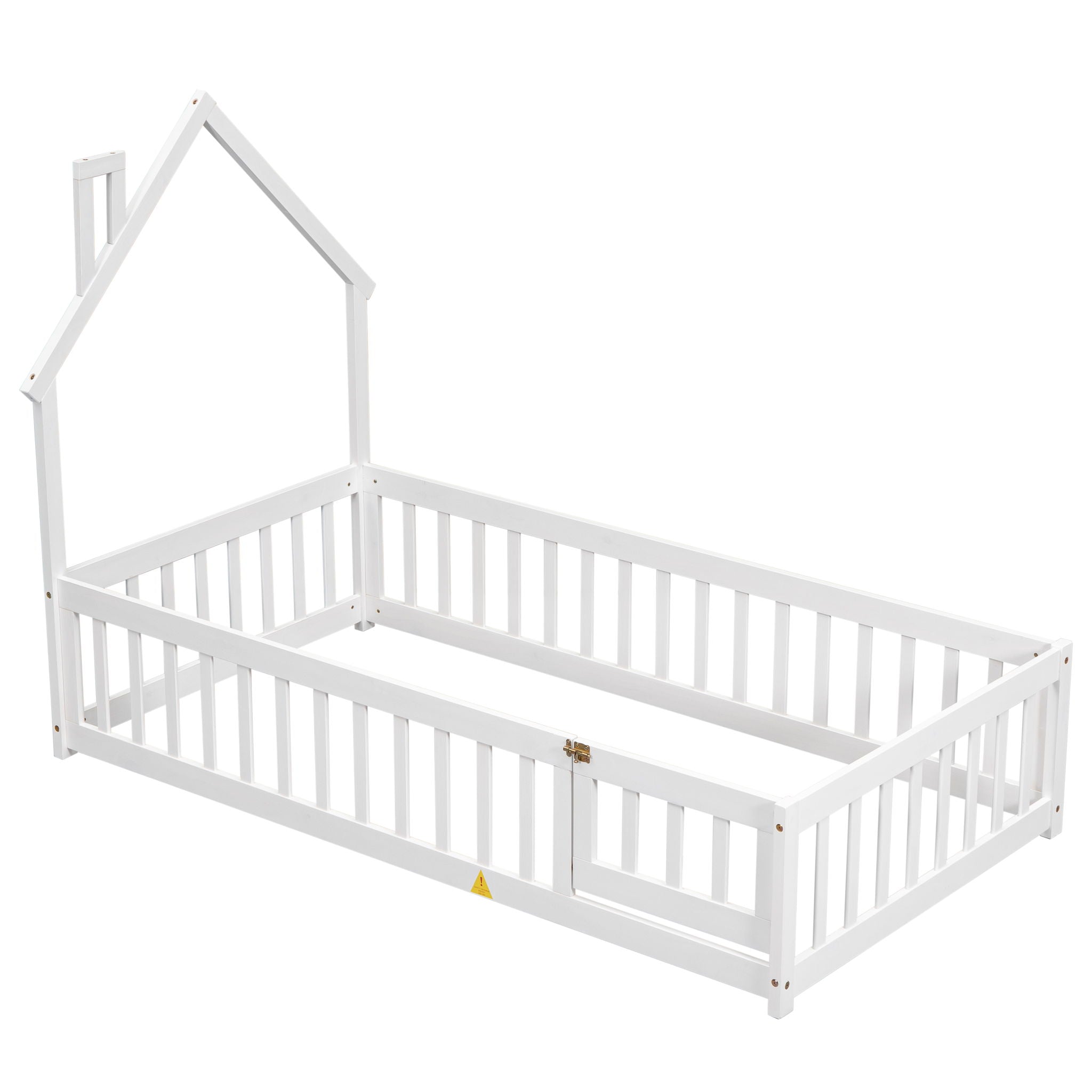 House-Shaped Headboard Floor Bed With Fence